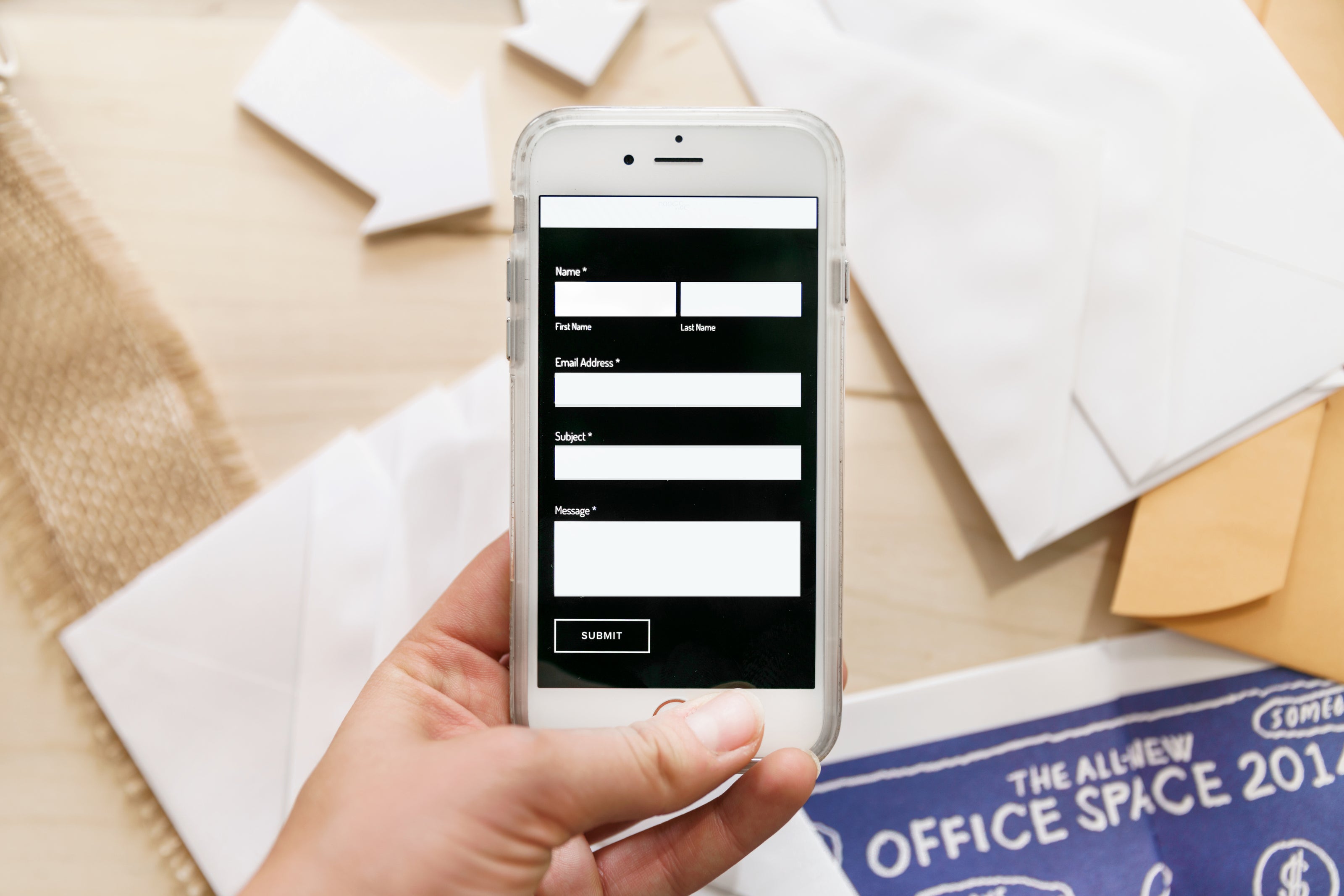 mobile cell phone with contact form