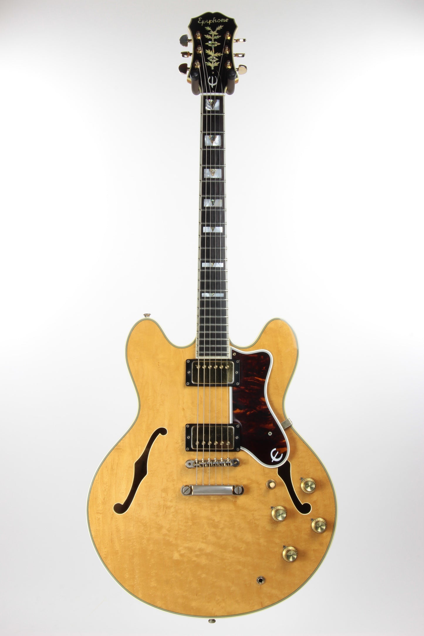 1985 Epiphone Japan Sheraton Matsumoku MIJ - Factory Gibson Case, Birdseye Maple, Natural Finish, Stop Tail, pre-elitist