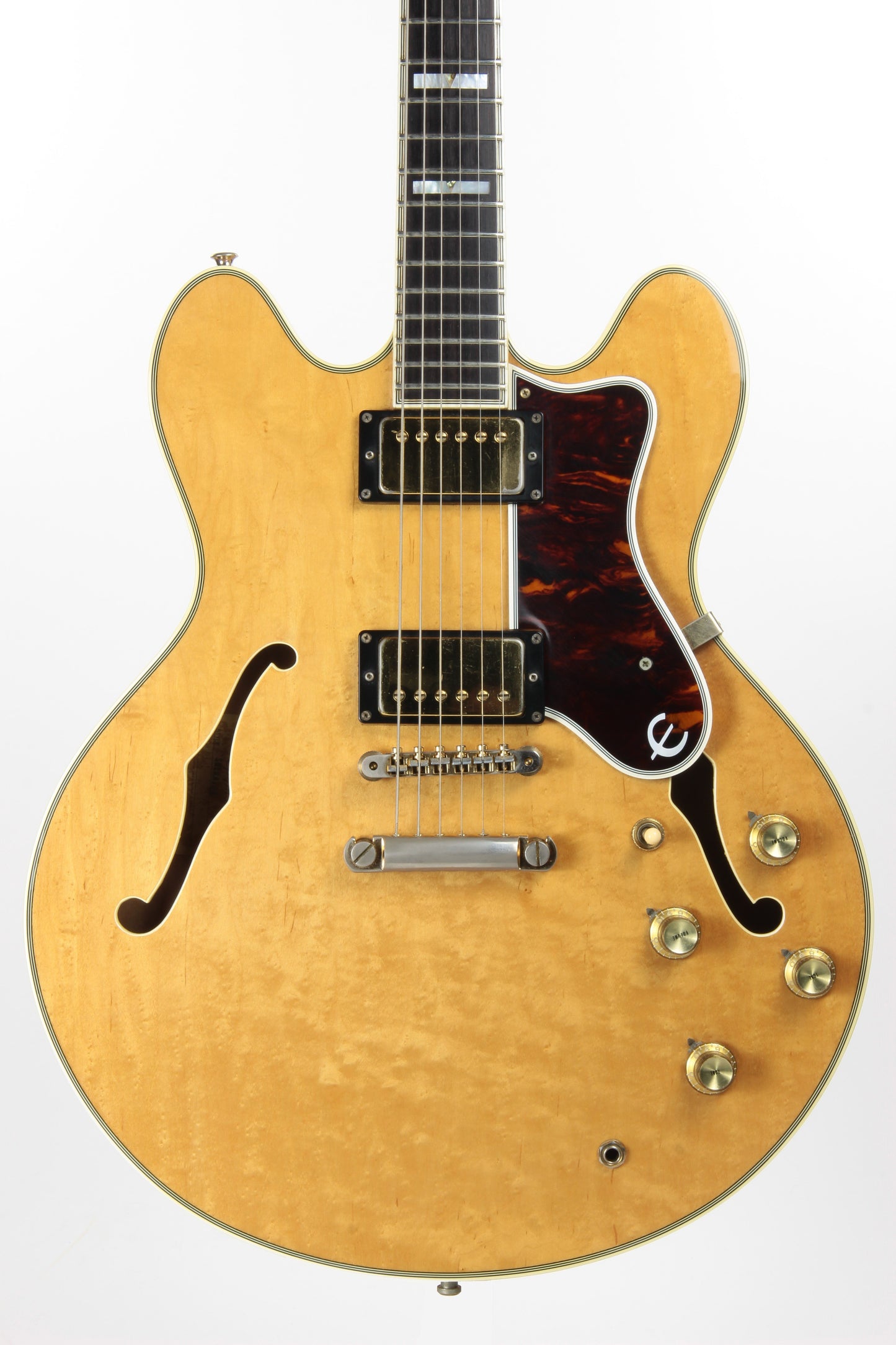 1985 Epiphone Japan Sheraton Matsumoku MIJ - Factory Gibson Case, Birdseye Maple, Natural Finish, Stop Tail, pre-elitist