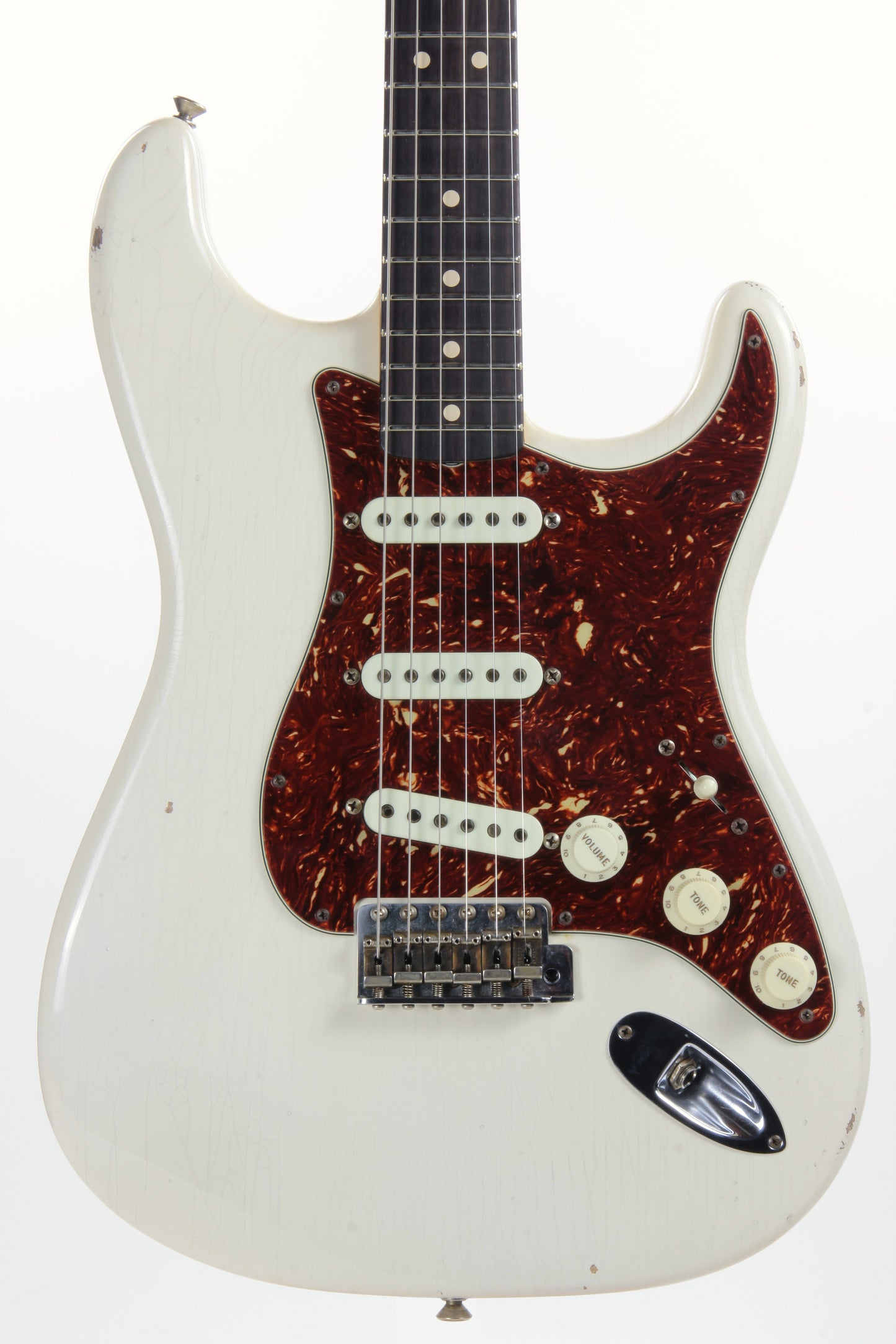 '63 Fender Custom Shop Masterbuilt Builder Select 1963 Stratocaster Relic - Yuriy Shishkov White Strat, Tortoise Guard