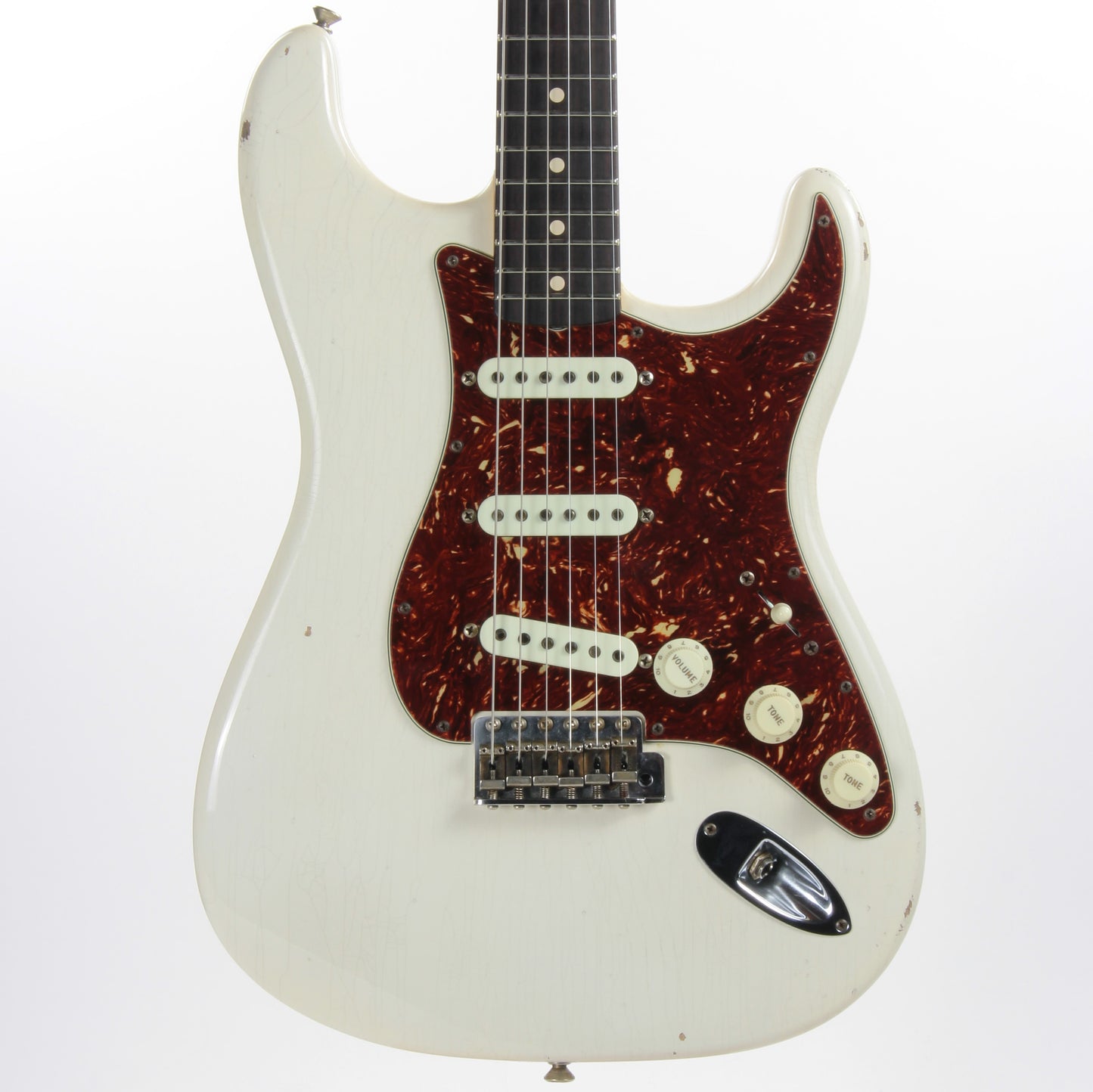 '63 Fender Custom Shop Masterbuilt Builder Select 1963 Stratocaster Relic - Yuriy Shishkov White Strat, Tortoise Guard