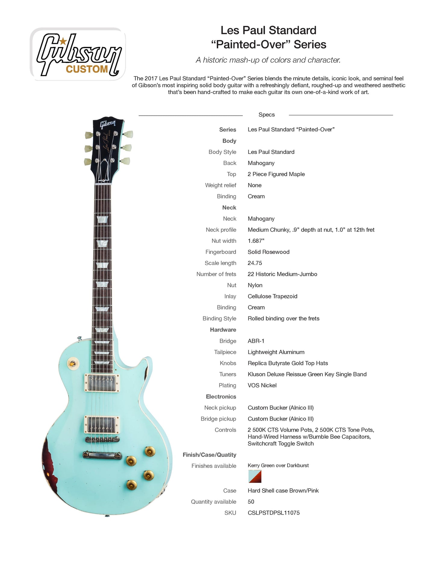 1958 Gibson Custom Shop AGED 58 Les Paul Reissue Kerry Green Over Dark Burst