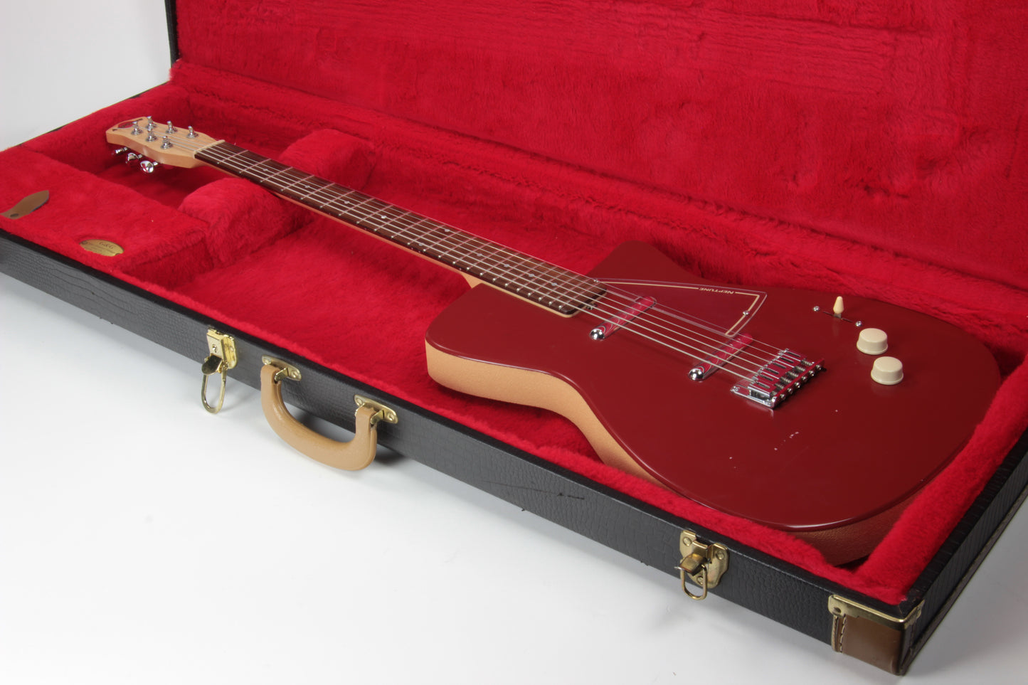2005 Jerry Jones Neptune Baritone 6-String Guitar U-2 Single Cut Red 2 Pickup Model