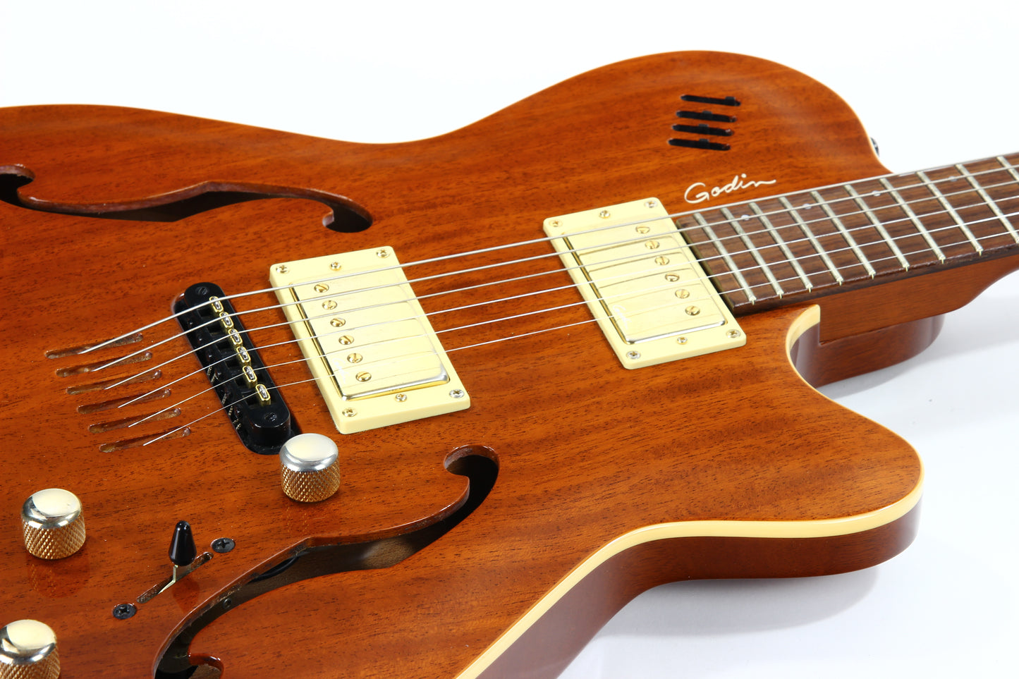 2004 Godin Montreal Two 2 Voice Acoustic Electric Semi-Hollow Guitar -- Solid Mahogany, Hybrid
