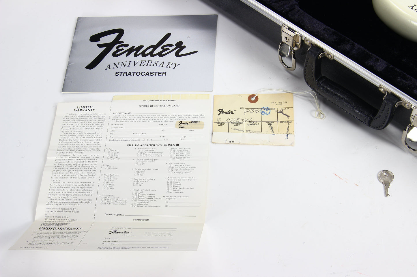 NOS! 1979 Fender 25th Silver Anniversary Stratocaster in WHITE PEARLESCENT! Original BOX, Paperwork etc!