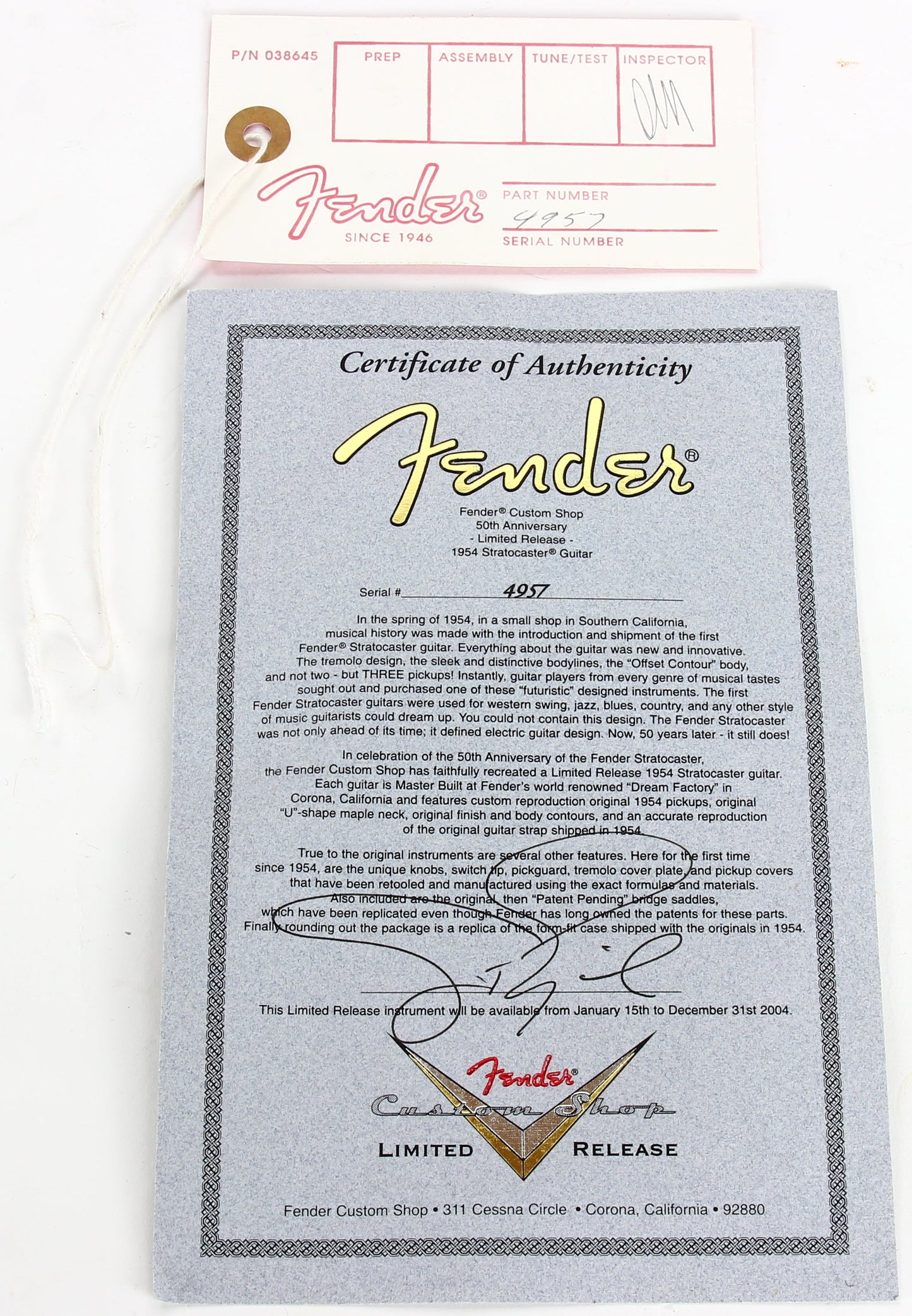 2004 Fender JOHN ENGLISH Masterbuilt '54 Stratocaster 50th Anniversary Custom Shop Strat 1954