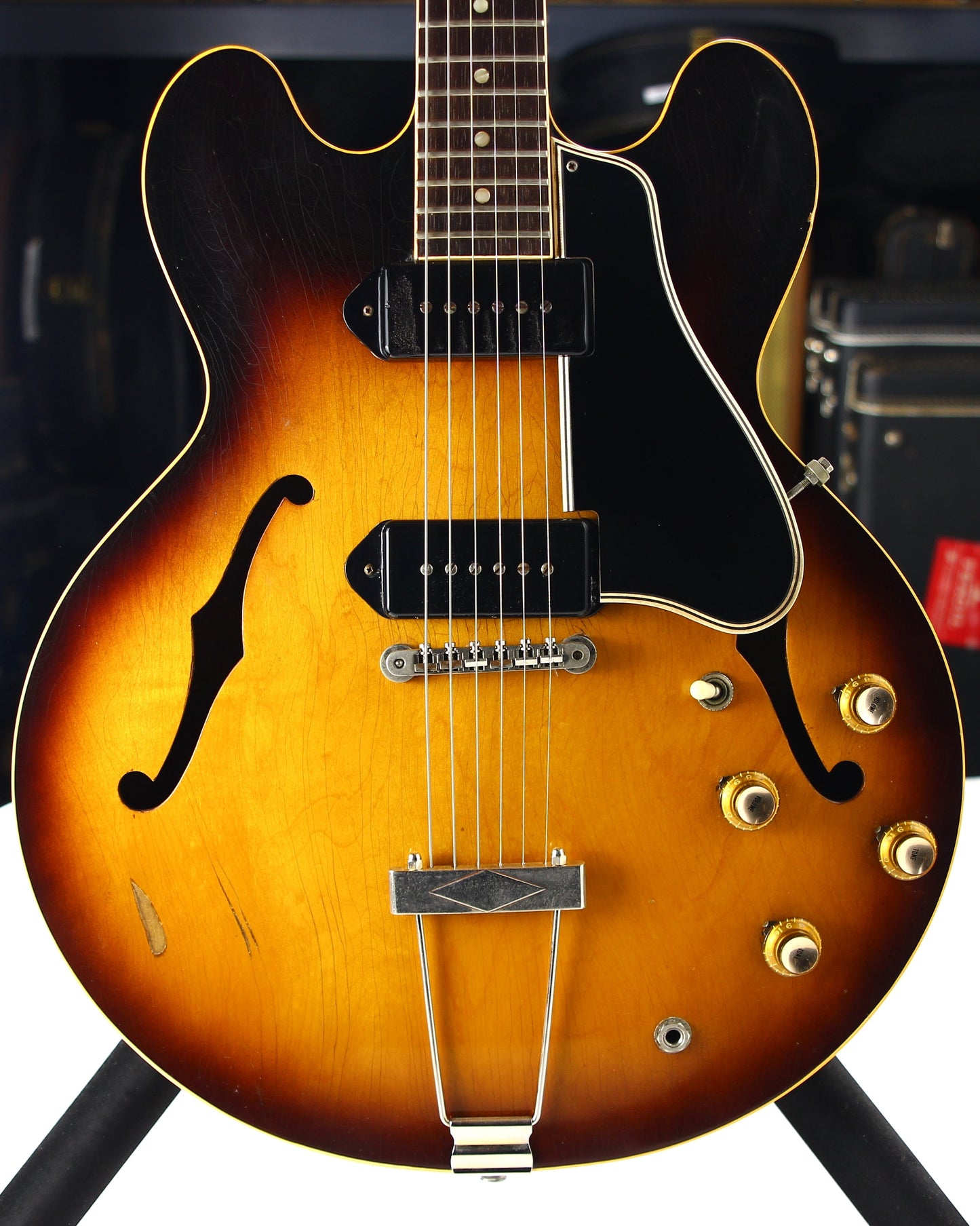 1961 Gibson ES-330 TD Sunburst Dot Neck Vintage Thinline Electric Guitar - Brown Lifton Case, 2 P90 Pickups! es335