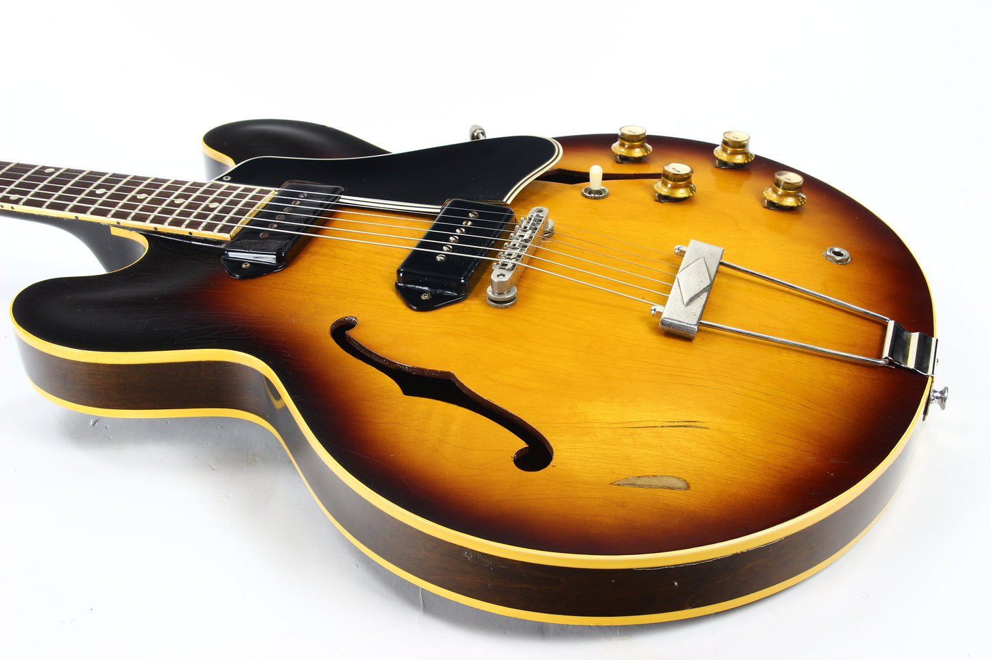1961 Gibson ES-330 TD Sunburst Dot Neck Vintage Thinline Electric Guitar - Brown Lifton Case, 2 P90 Pickups! es335