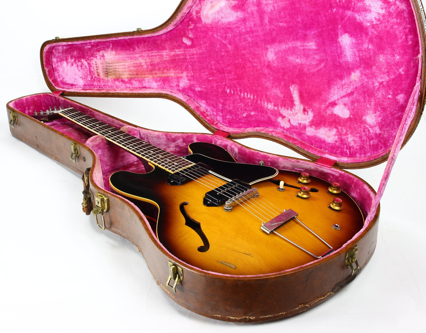 1961 Gibson ES-330 TD Sunburst Dot Neck Vintage Thinline Electric Guitar - Brown Lifton Case, 2 P90 Pickups! es335
