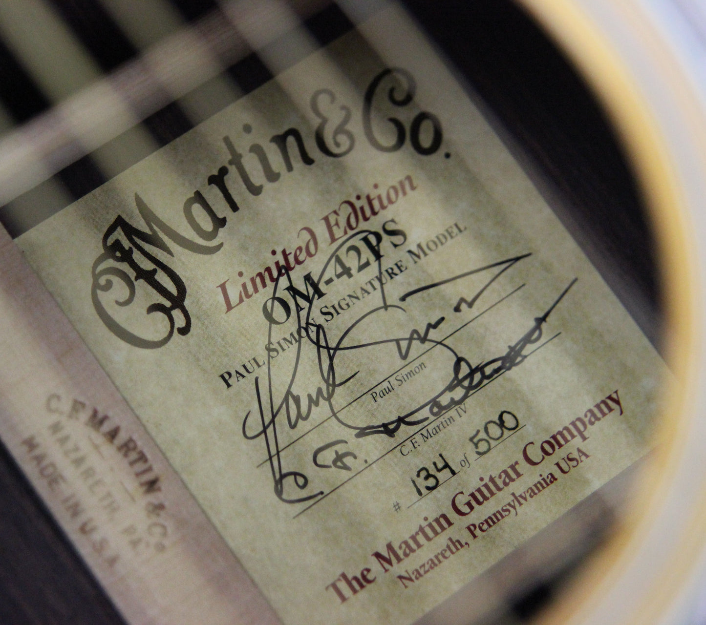 1997 Martin PAUL SIMON OM-42 Signature Model OM-42PS Limited Edition - SIGNED LABEL, MINTY om42ps