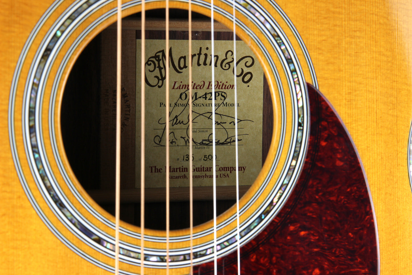 1997 Martin PAUL SIMON OM-42 Signature Model OM-42PS Limited Edition -- SIGNED LABEL