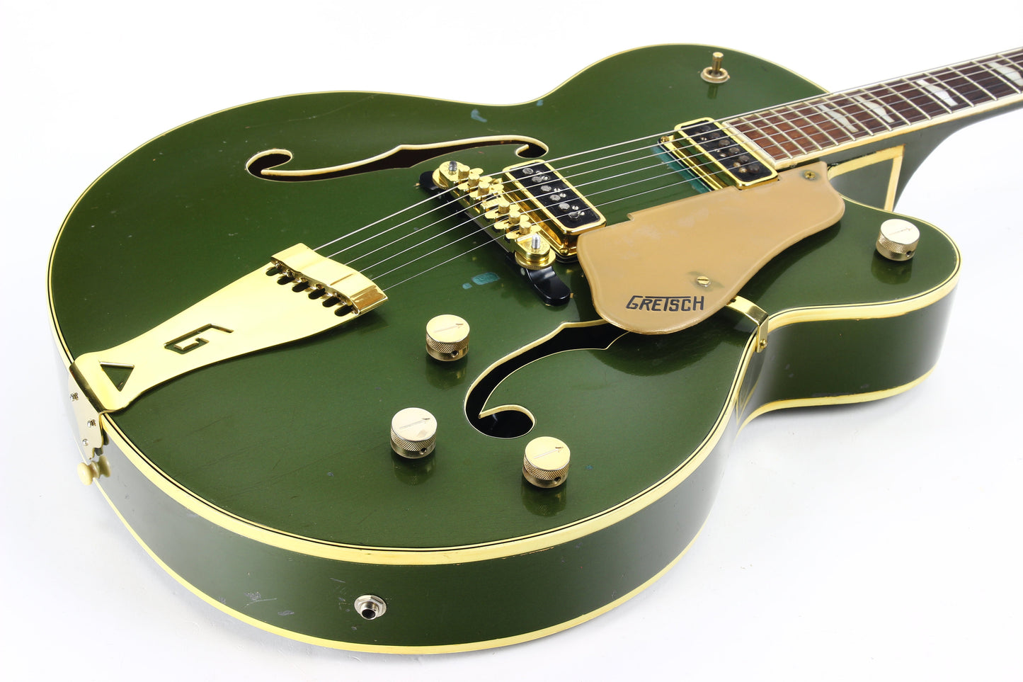 1957 Gretsch 6196 Country Club CADILLAC GREEN - Dearmond Pickups, white falcon size hollowbody guitar