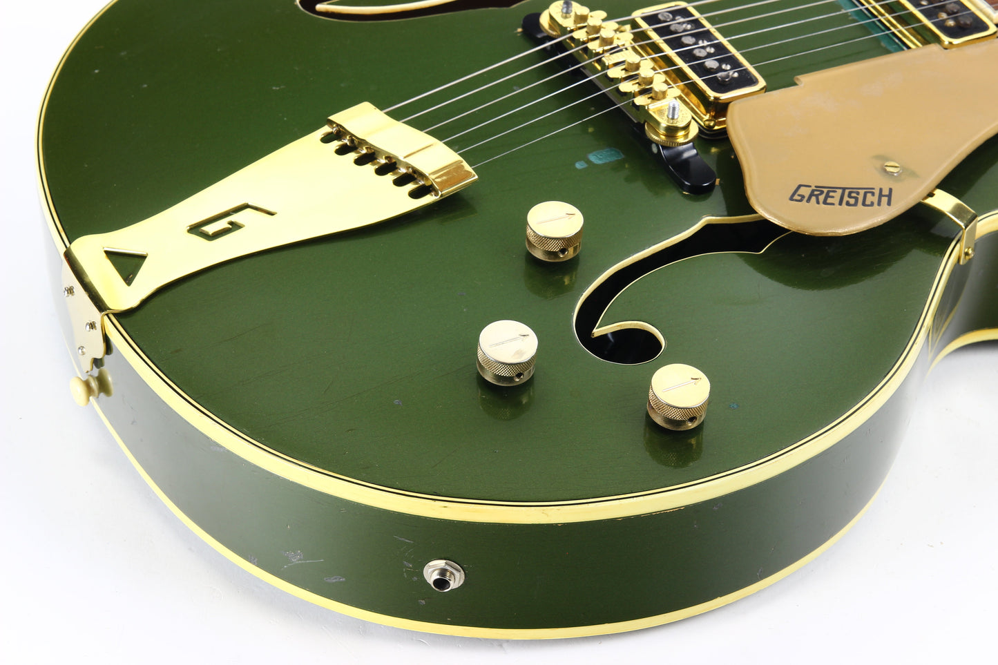 1957 Gretsch 6196 Country Club CADILLAC GREEN - Dearmond Pickups, white falcon size hollowbody guitar