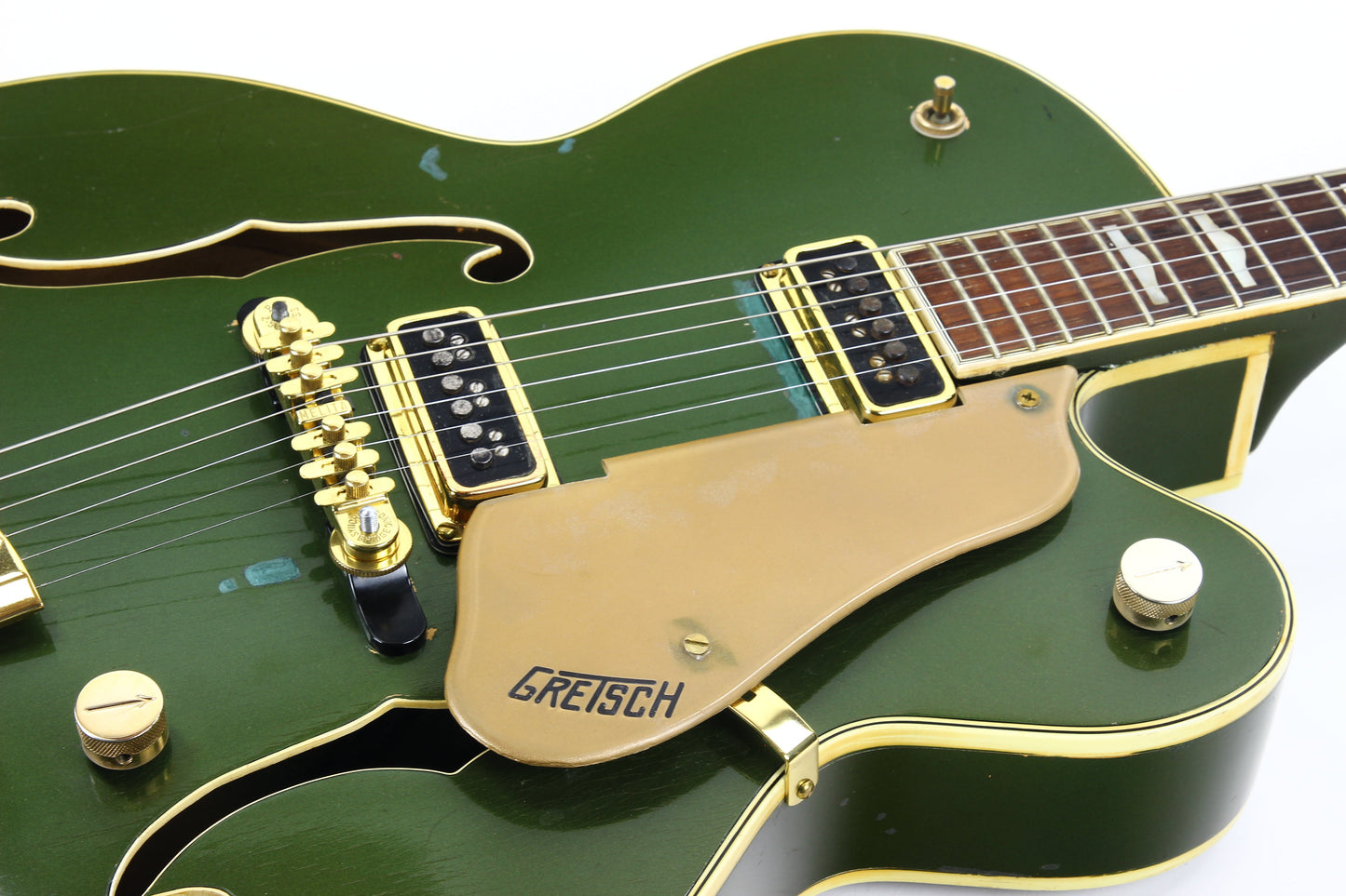 1957 Gretsch 6196 Country Club CADILLAC GREEN - Dearmond Pickups, white falcon size hollowbody guitar