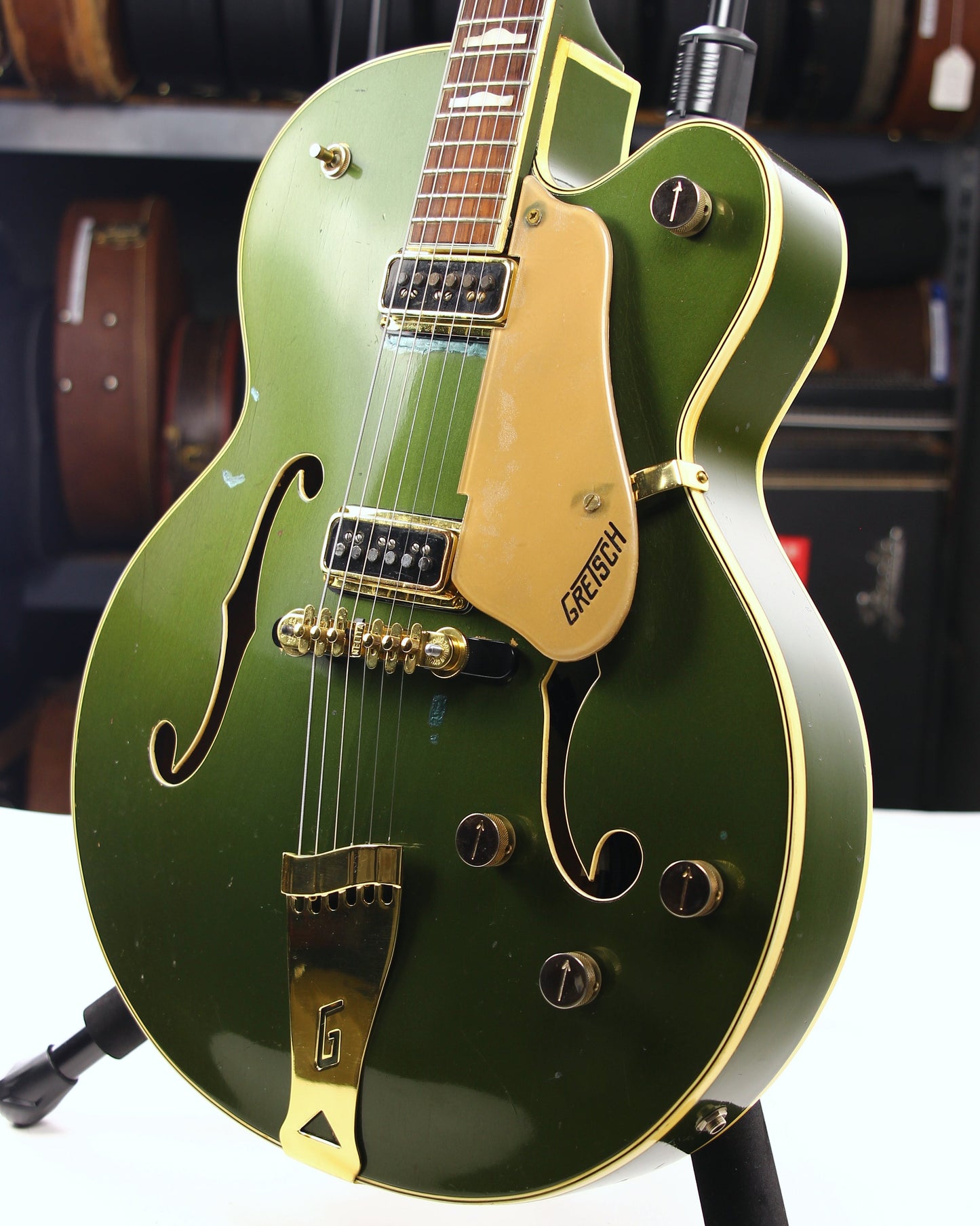 1957 Gretsch 6196 Country Club CADILLAC GREEN - Dearmond Pickups, white falcon size hollowbody guitar