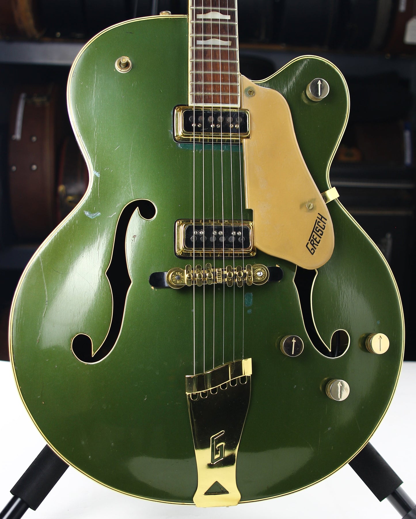 1957 Gretsch 6196 Country Club CADILLAC GREEN - Dearmond Pickups, white falcon size hollowbody guitar