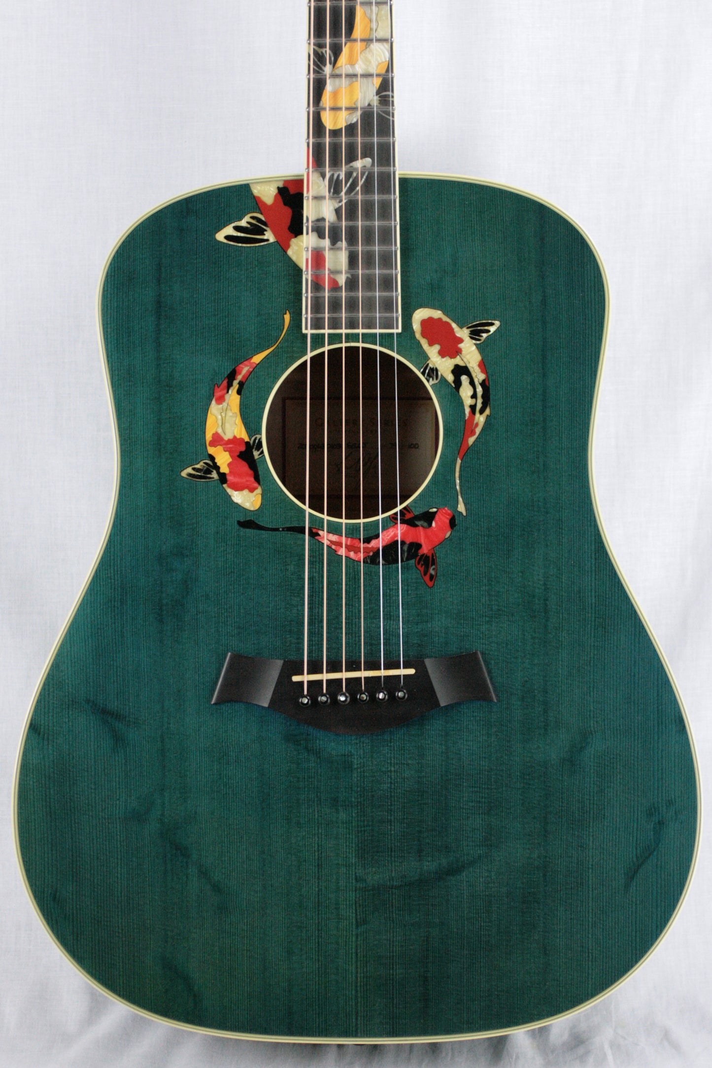 MINT 2000 Taylor GSLJ Living Jewels Aqua Blue Koi Fish Guitar! Bearclaw Quilted GS