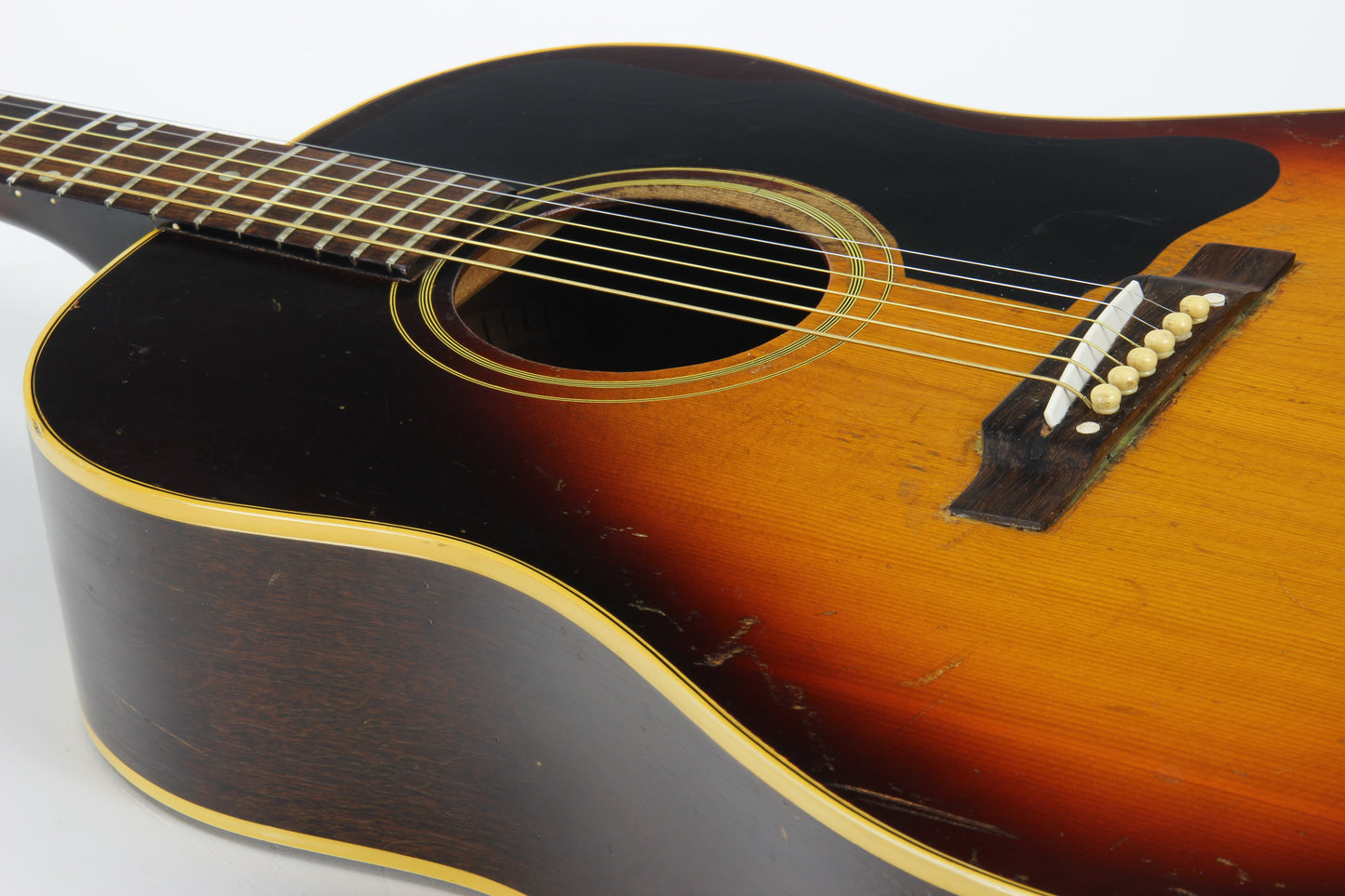 1966 Gibson J-45 Vintage Flattop Acoustic Dreadnought Guitar PROJECT in Dark Sunburst
