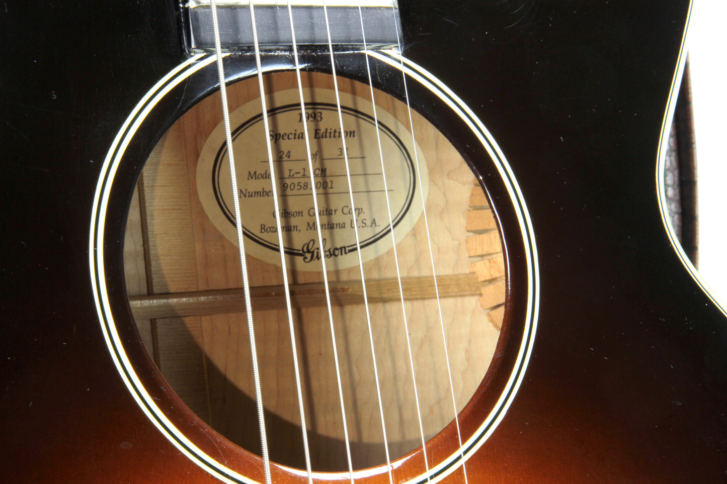 1993 Gibson LIMITED EDITION L-1 CM Acoustic Guitar CURLY MAPLE Nick Lucas Inlays L-5 Montana Special