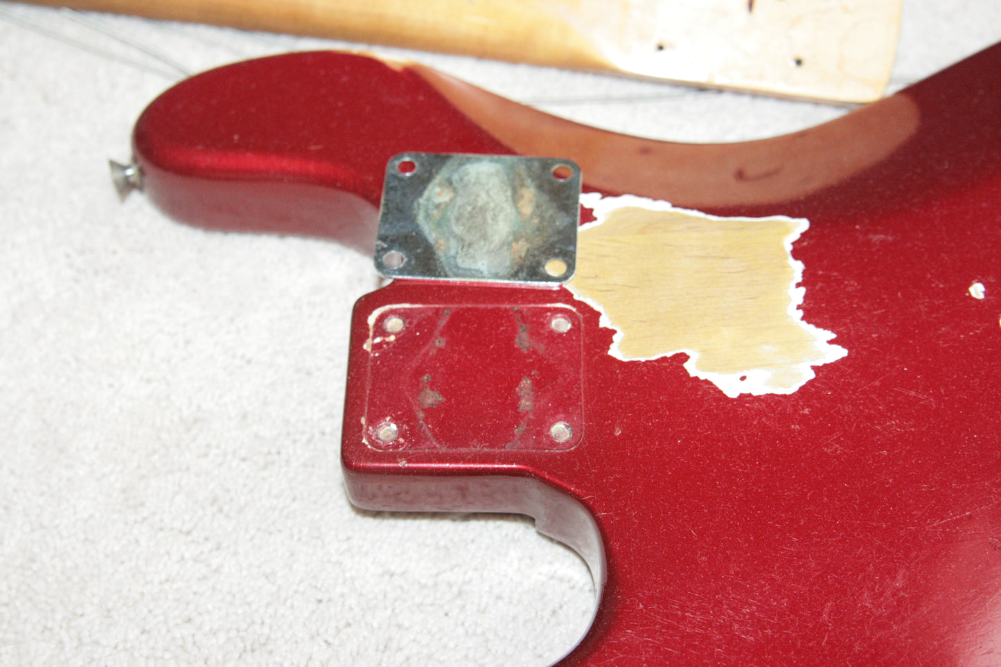 1965 Fender Jazz Bass Candy Apple Red Custom Color - No Binding, Dot Inlays, Matching Headstock!
