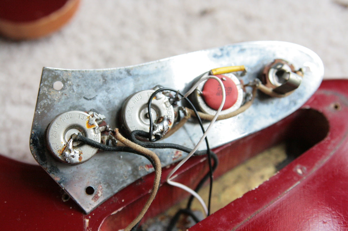 1965 Fender Jazz Bass Candy Apple Red Custom Color - No Binding, Dot Inlays, Matching Headstock!