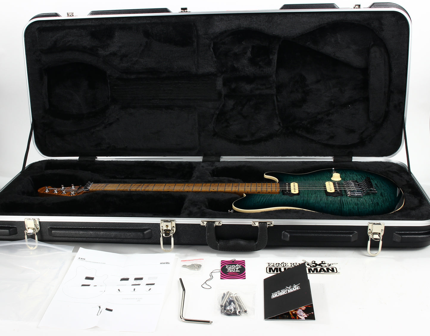 2023 Ernie Ball Music Man AXIS Flametop -- Roasted Neck, Yucatan Blue, EVH Type!