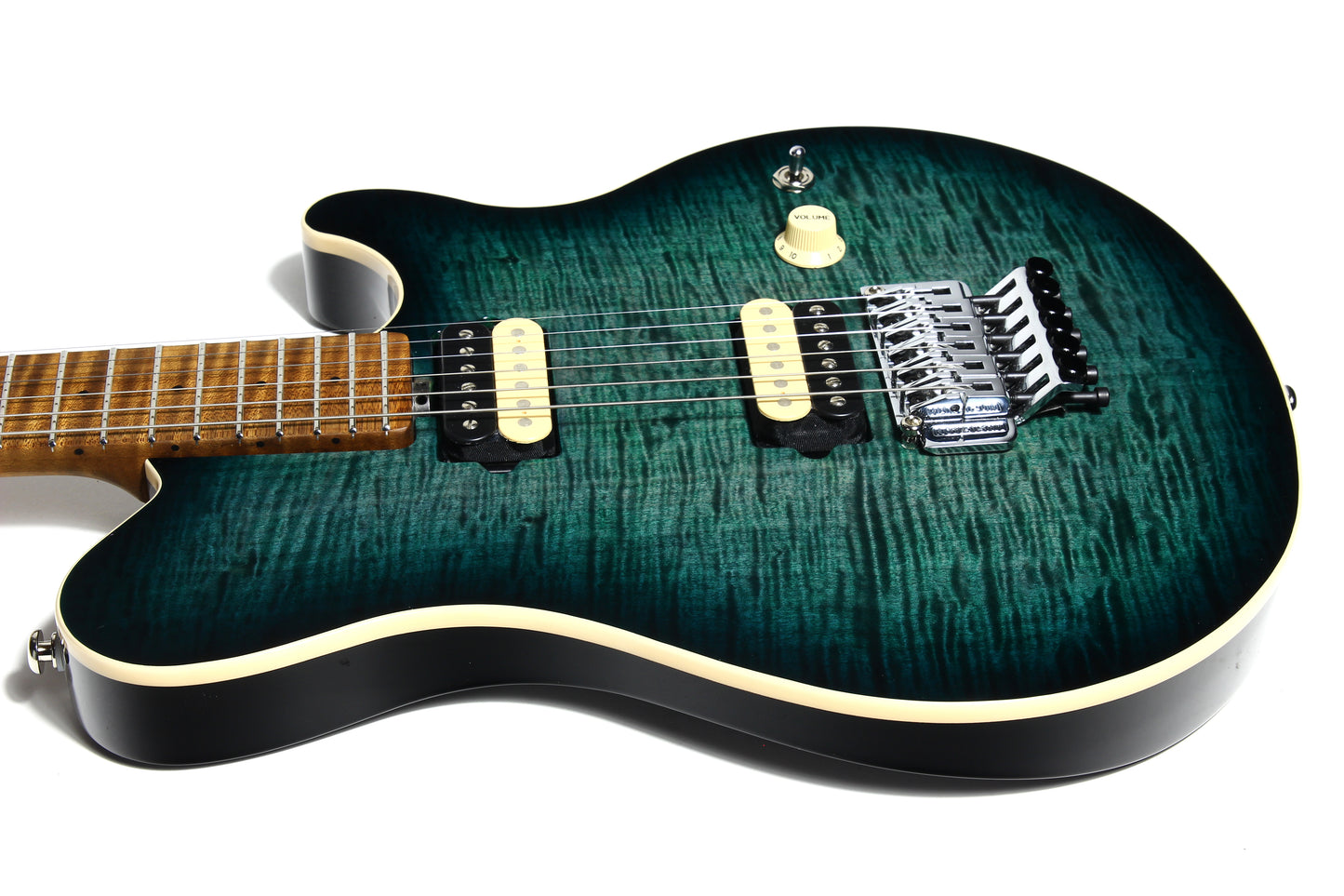 2023 Ernie Ball Music Man AXIS Flametop -- Roasted Neck, Yucatan Blue, EVH Type!