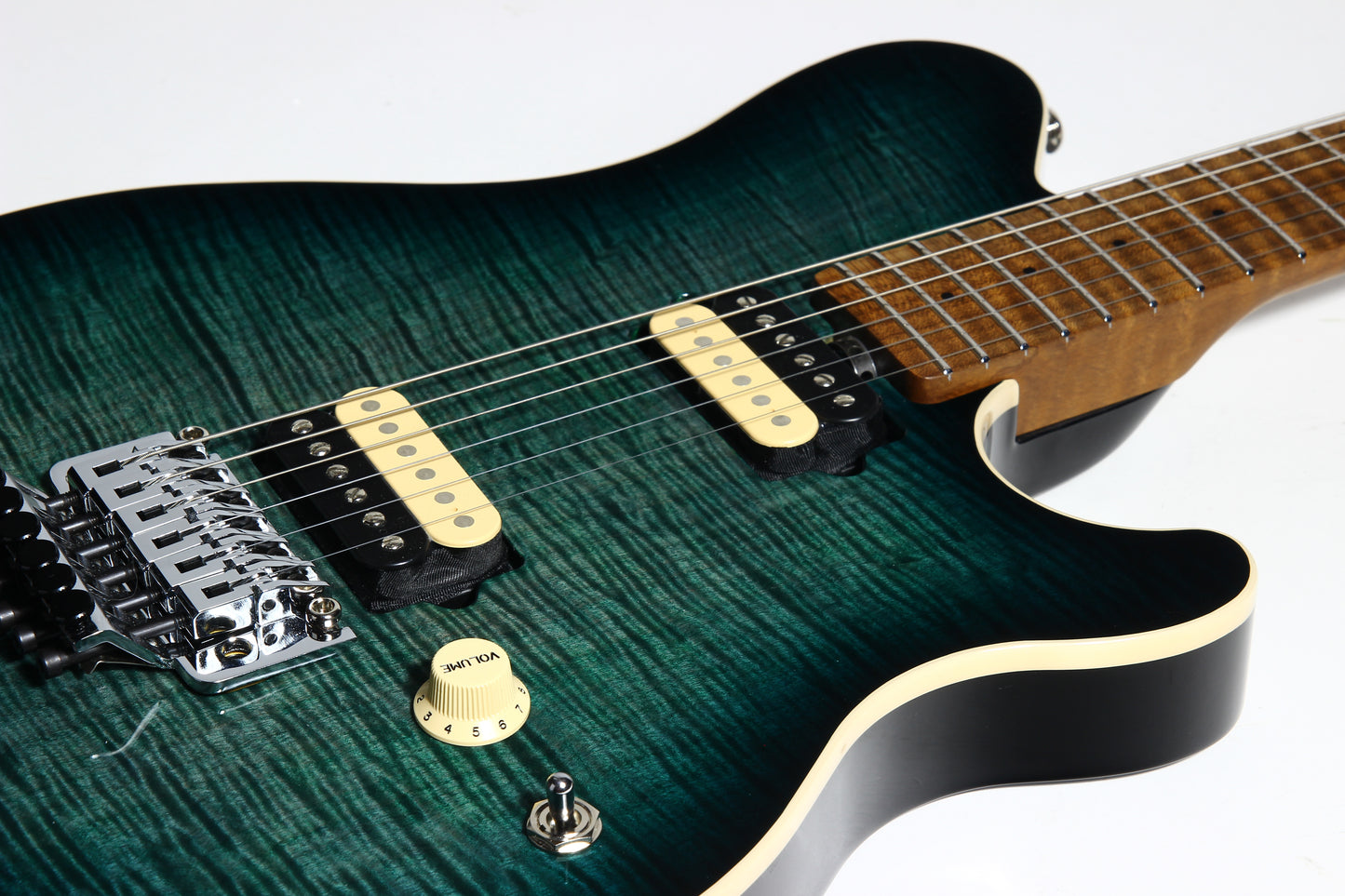 2023 Ernie Ball Music Man AXIS Flametop -- Roasted Neck, Yucatan Blue, EVH Type!