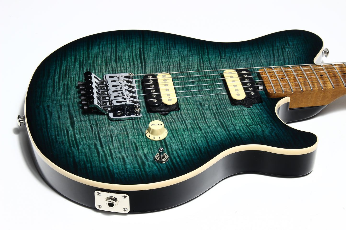2023 Ernie Ball Music Man AXIS Flametop -- Roasted Neck, Yucatan Blue, EVH Type!