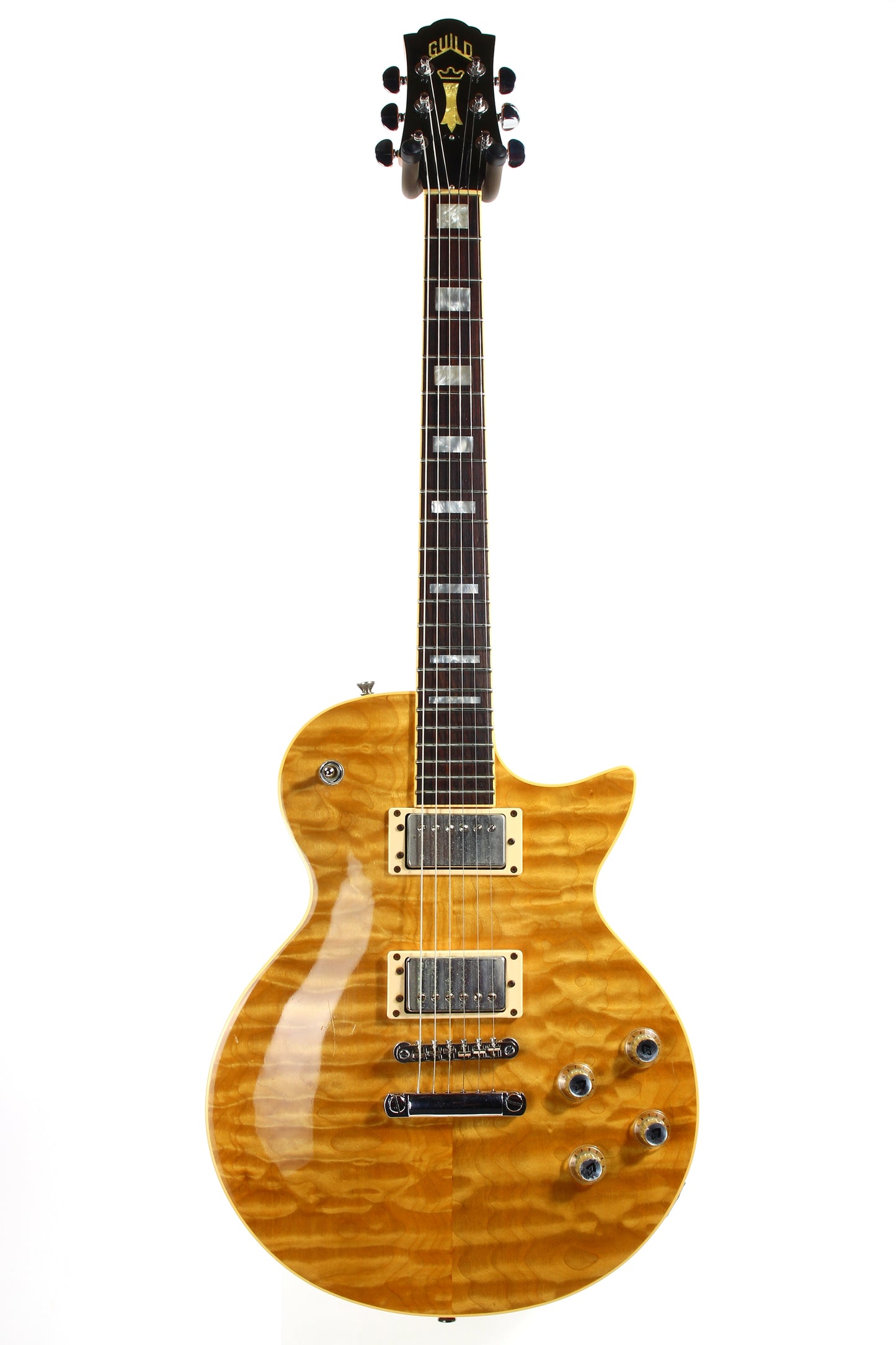 1997 Guild USA Bluesbird M-75 QUILT FLAME TOP! -- Natural Finish, Original Case, Westerly RI