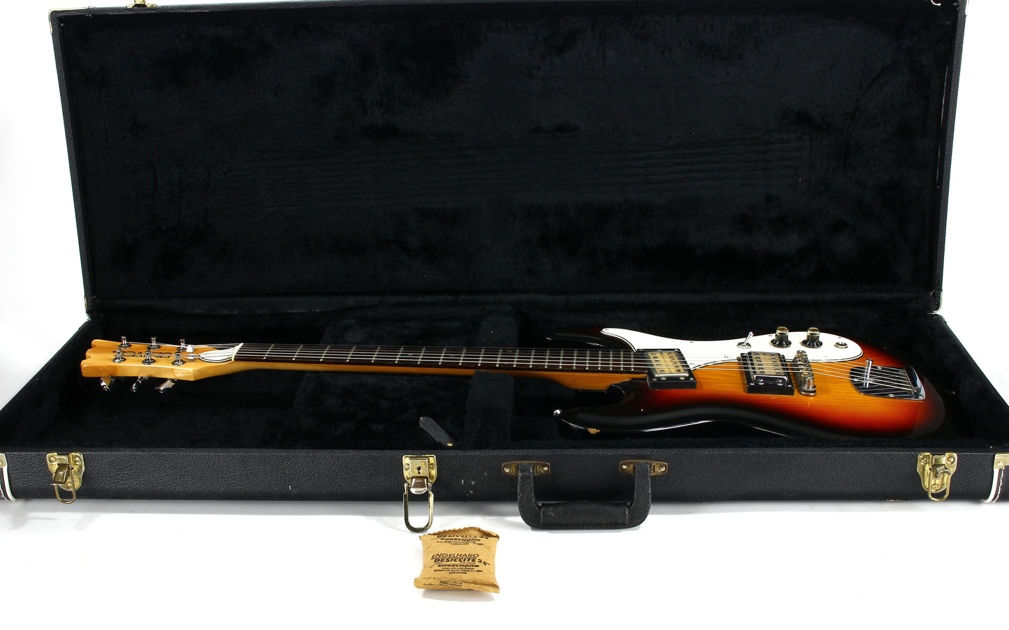 c. 1974 Univox Hi-Flier Phase III -- Kurt Cobain Nirvana, Sunburst, Humbuckers, w/ Hard Case! 1970's High Flyer Mosrite Copy