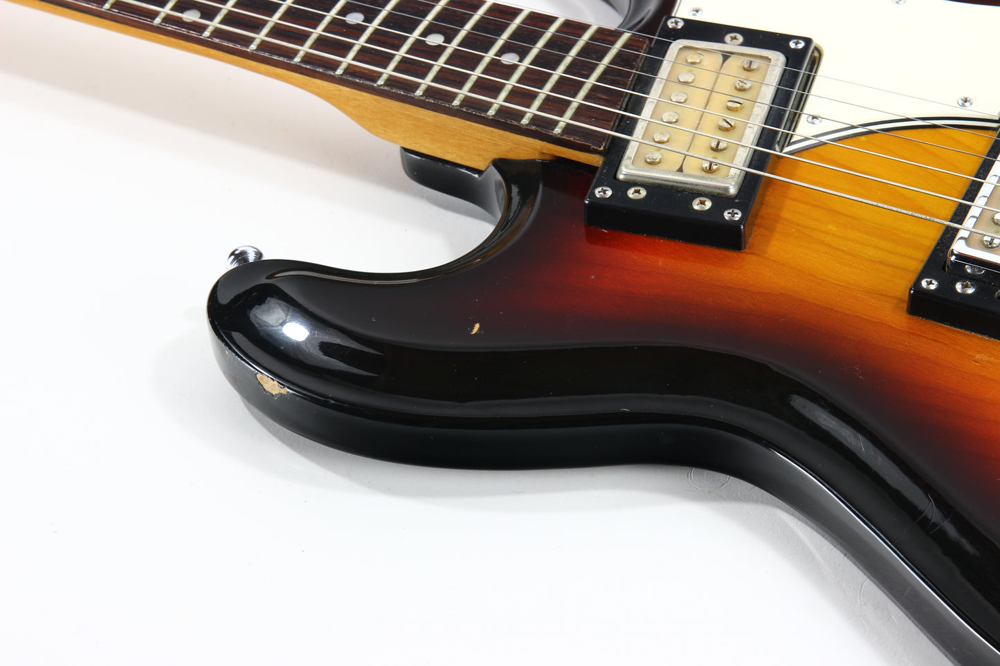 c. 1974 Univox Hi-Flier Phase III -- Kurt Cobain Nirvana, Sunburst, Humbuckers, w/ Hard Case! 1970's High Flyer Mosrite Copy