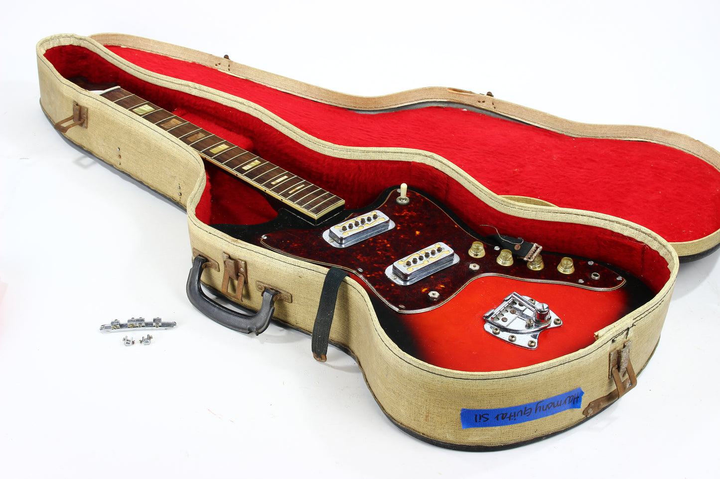 1960’s Harmony Silhouette Project Guitar - 2 Gold Foil Pickups, Sunburst, Original Case