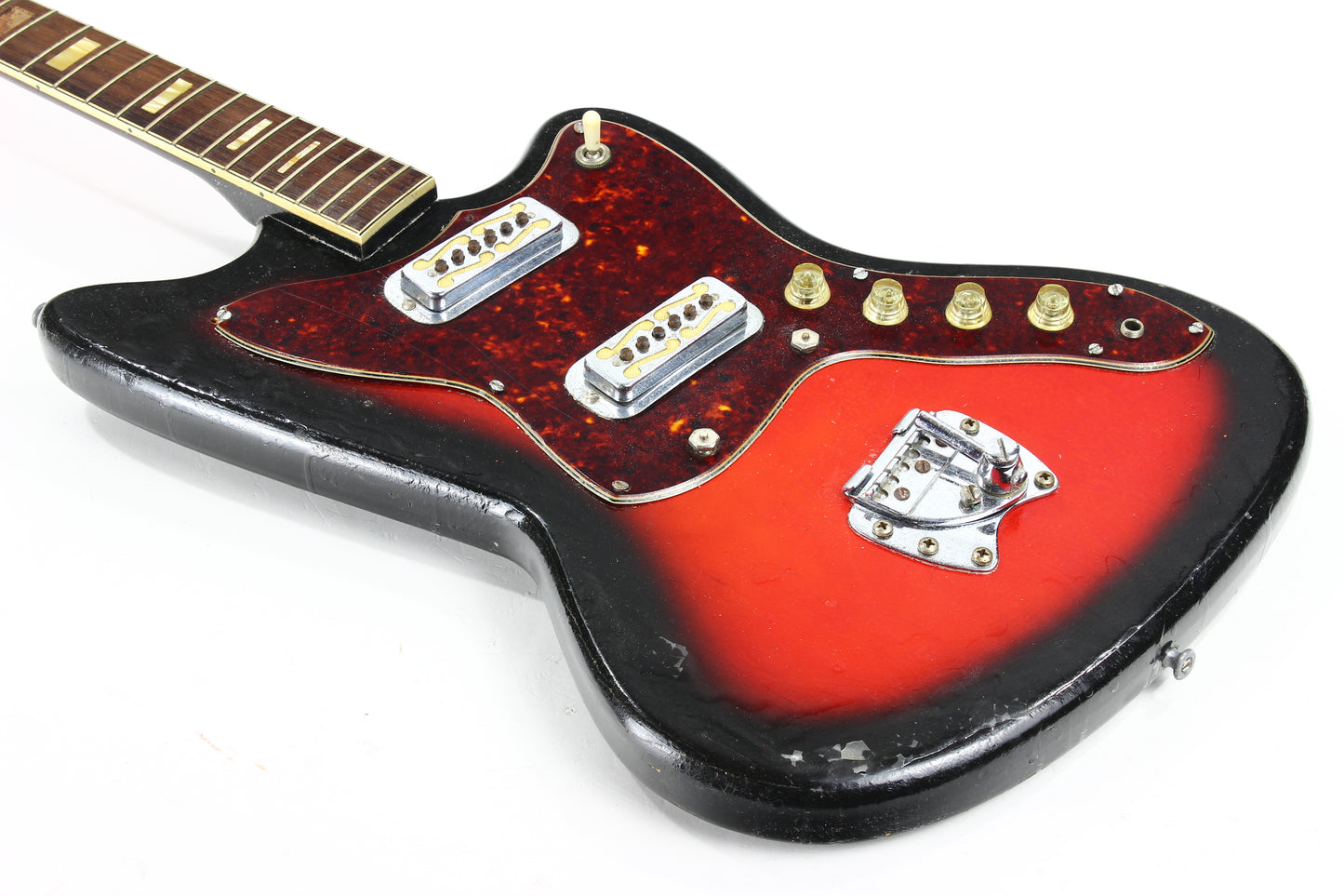 1960’s Harmony Silhouette Project Guitar - 2 Gold Foil Pickups, Sunburst, Original Case