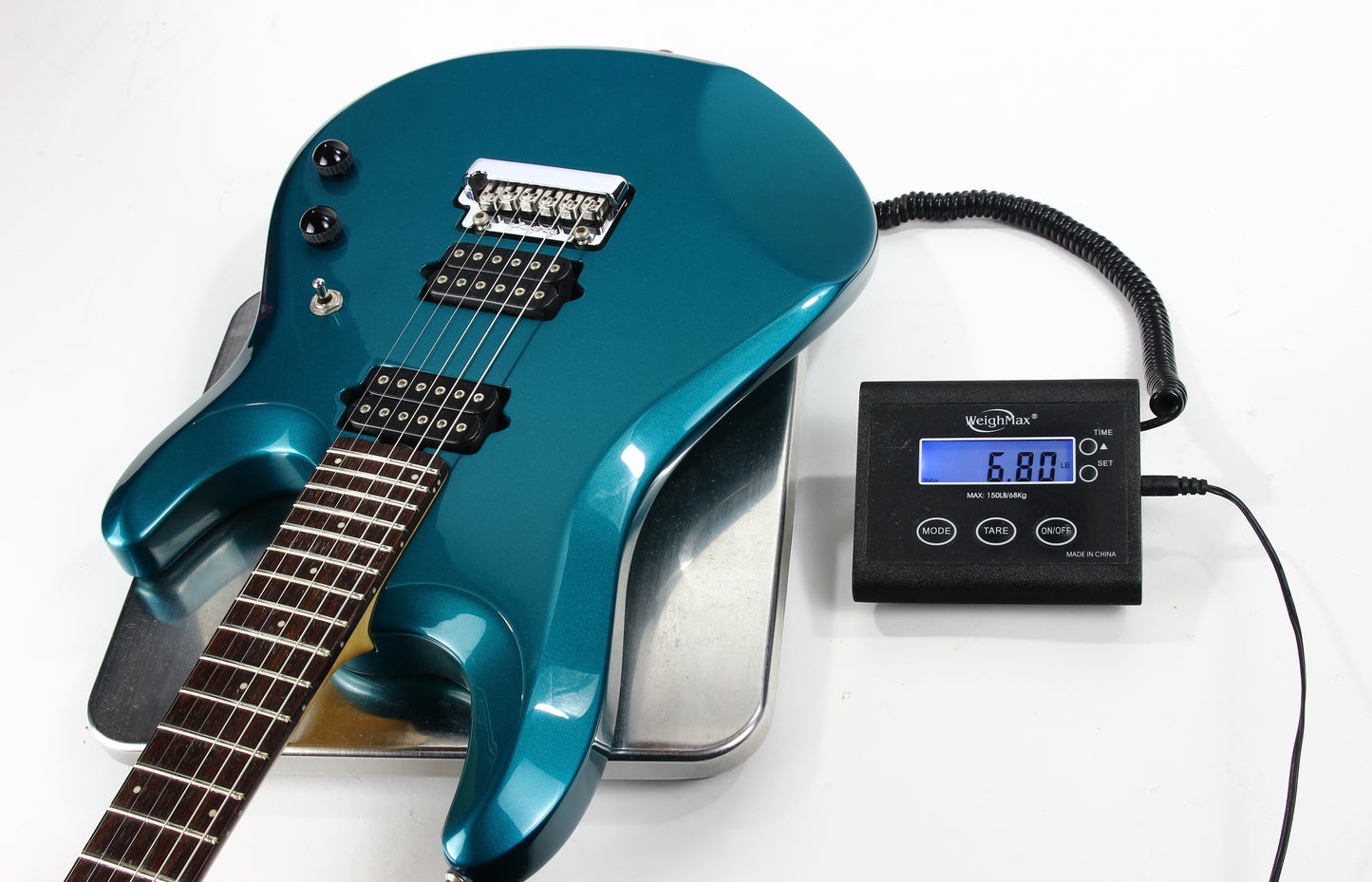 2005 Ernie Ball Music Man JP6 Teal Pearl John Petrucci Signature Model -- Matching Headstock