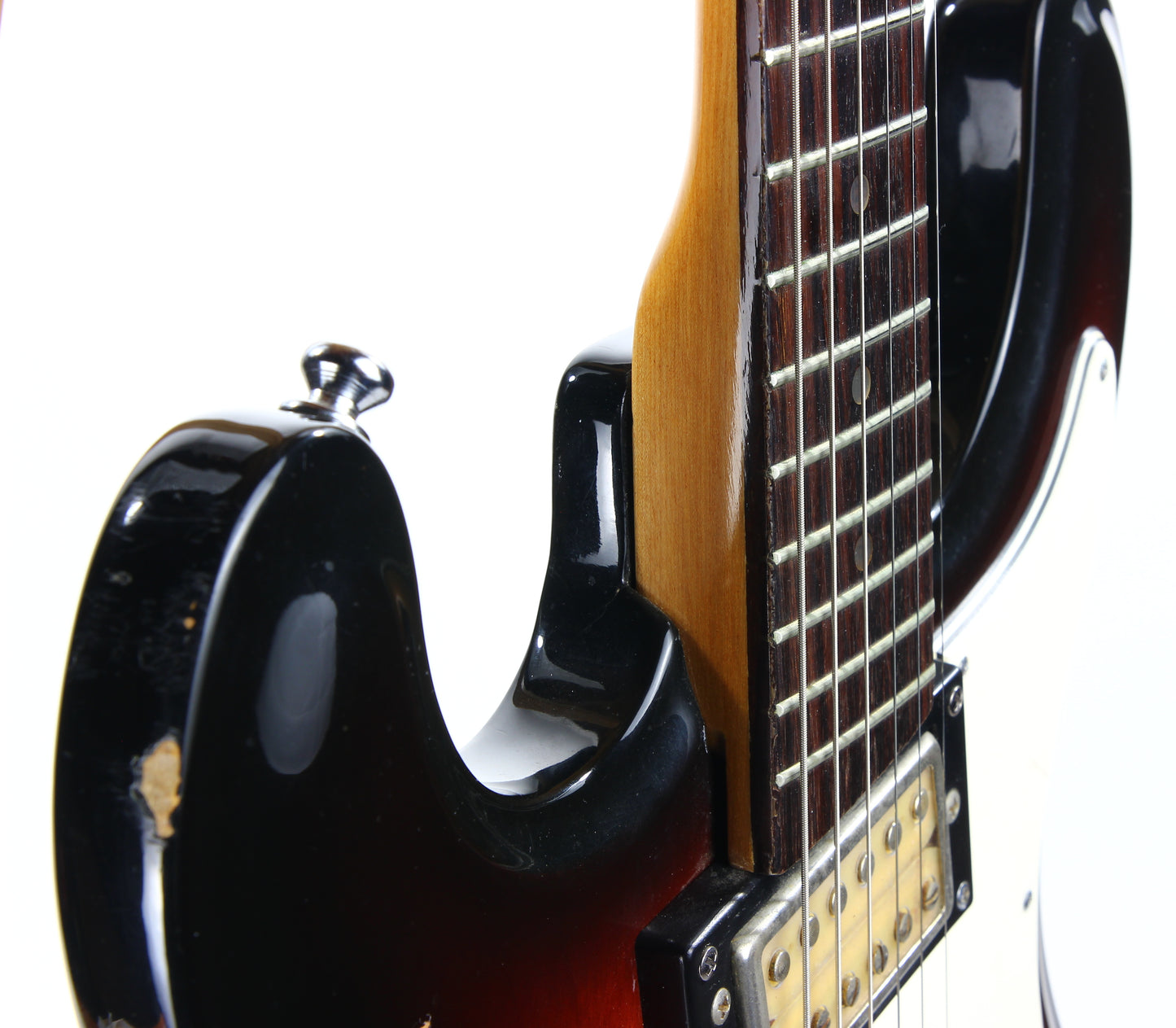 c. 1974 Univox Hi-Flier Phase III -- Kurt Cobain Nirvana, Sunburst, Humbuckers, w/ Hard Case! 1970's High Flyer Mosrite Copy