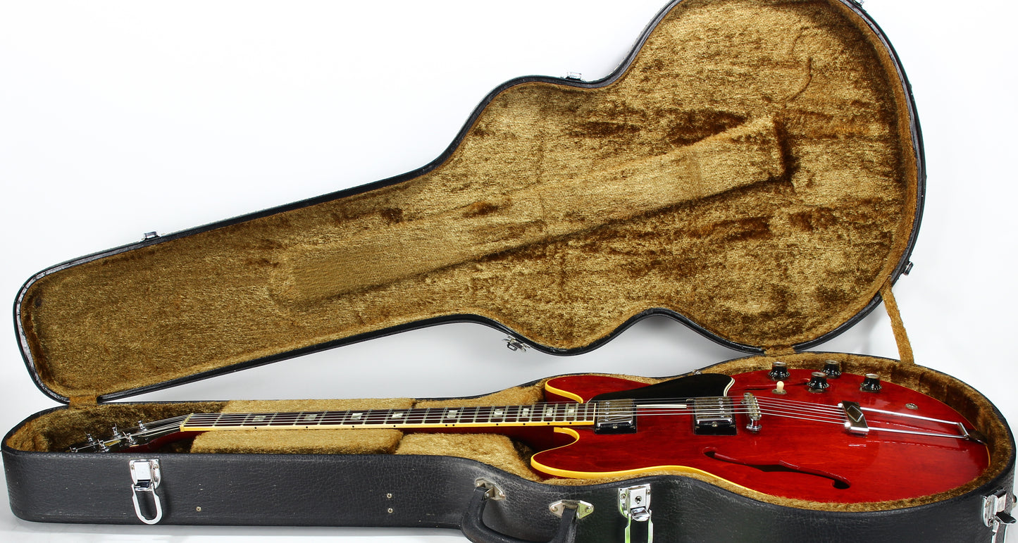 1967 Gibson ES-335 TDC Cherry Red | Dual Patent Number Sticker Humbuckers, Vintage Semi-Hollow Body ES335