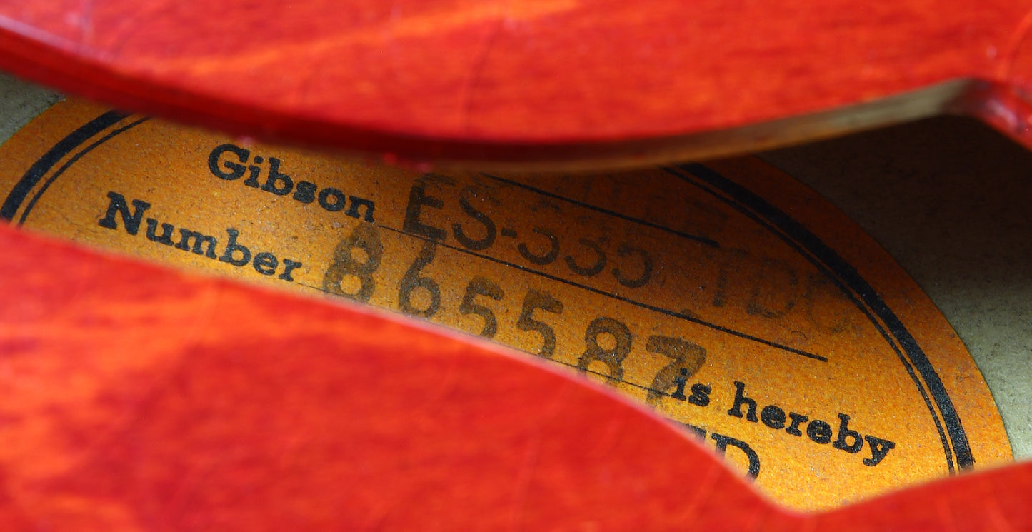 1967 Gibson ES-335 TDC Cherry Red | Dual Patent Number Sticker Humbuckers, Vintage Semi-Hollow Body ES335