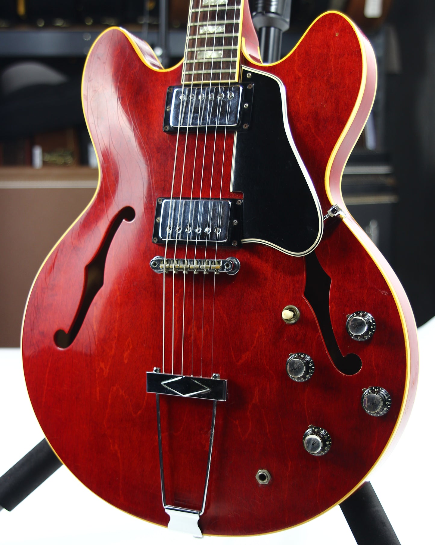1967 Gibson ES-335 TDC Cherry Red | Dual Patent Number Sticker Humbuckers, Vintage Semi-Hollow Body ES335