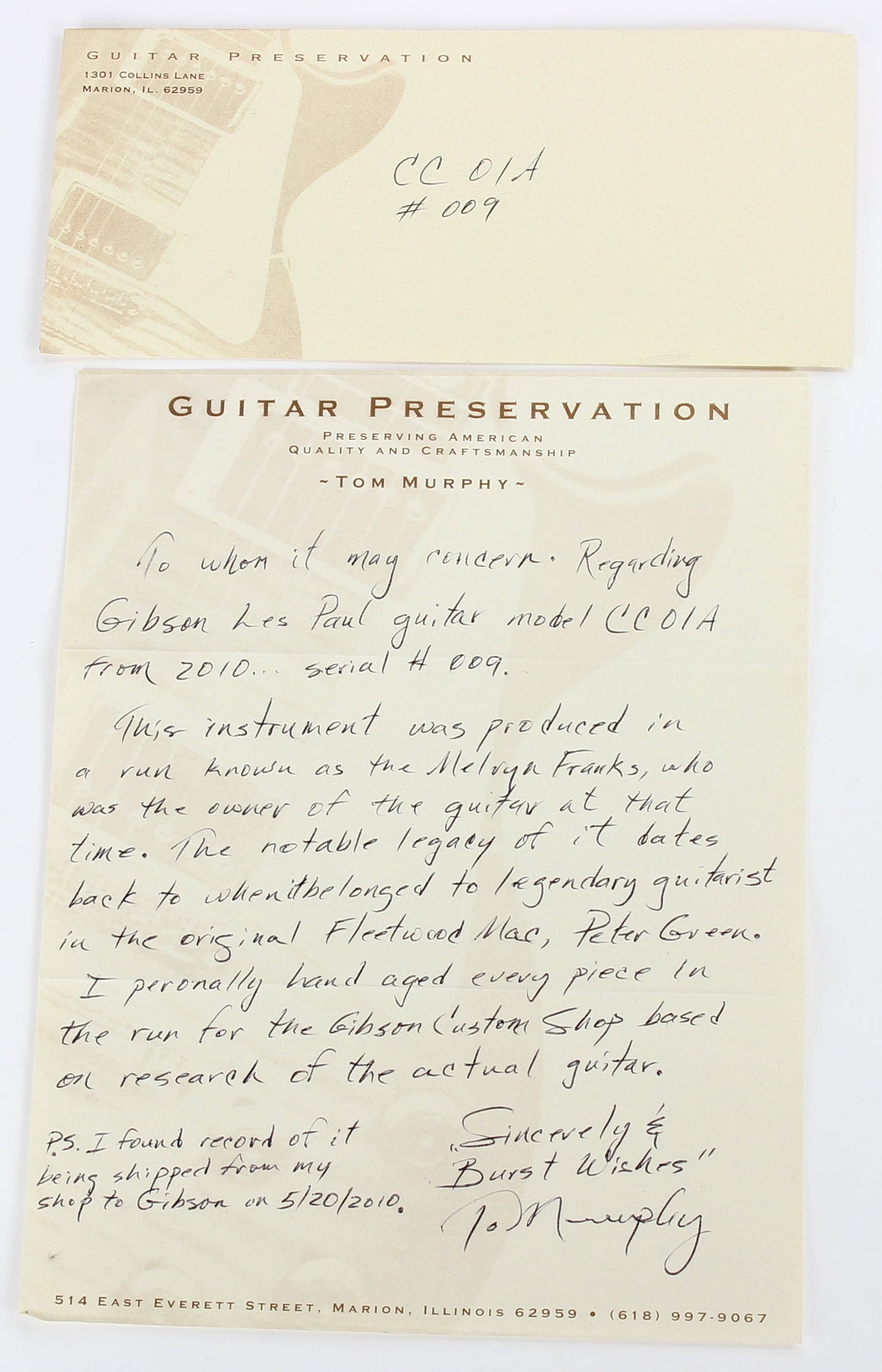 1959 Gibson CC1 GARY MOORE Les Paul GREENY Collectors Choice MURPHY AGED SIGNED Melvyn Franks CC#1A Custom Shop Reissue