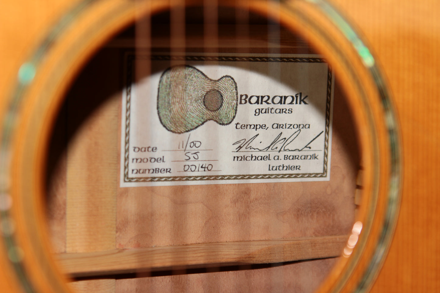 Michael Baranik SJ Steel String Acoustic Guitar CX Cedar Top/Quilted Maple - 2000