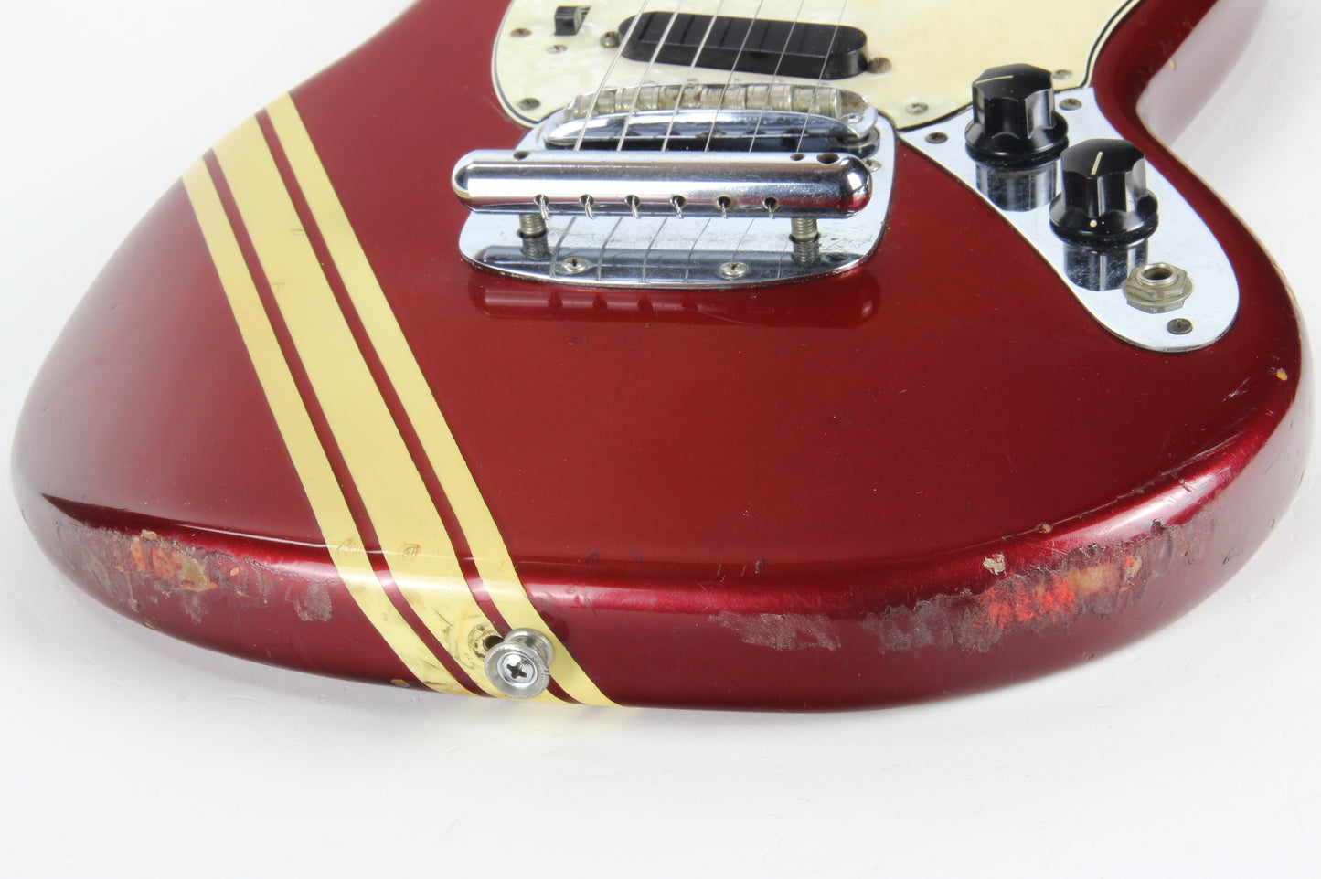 1974 Fender Competition Mustang Candy Apple Red w/ Racing Stripe -- Vintage 1970's Guitar