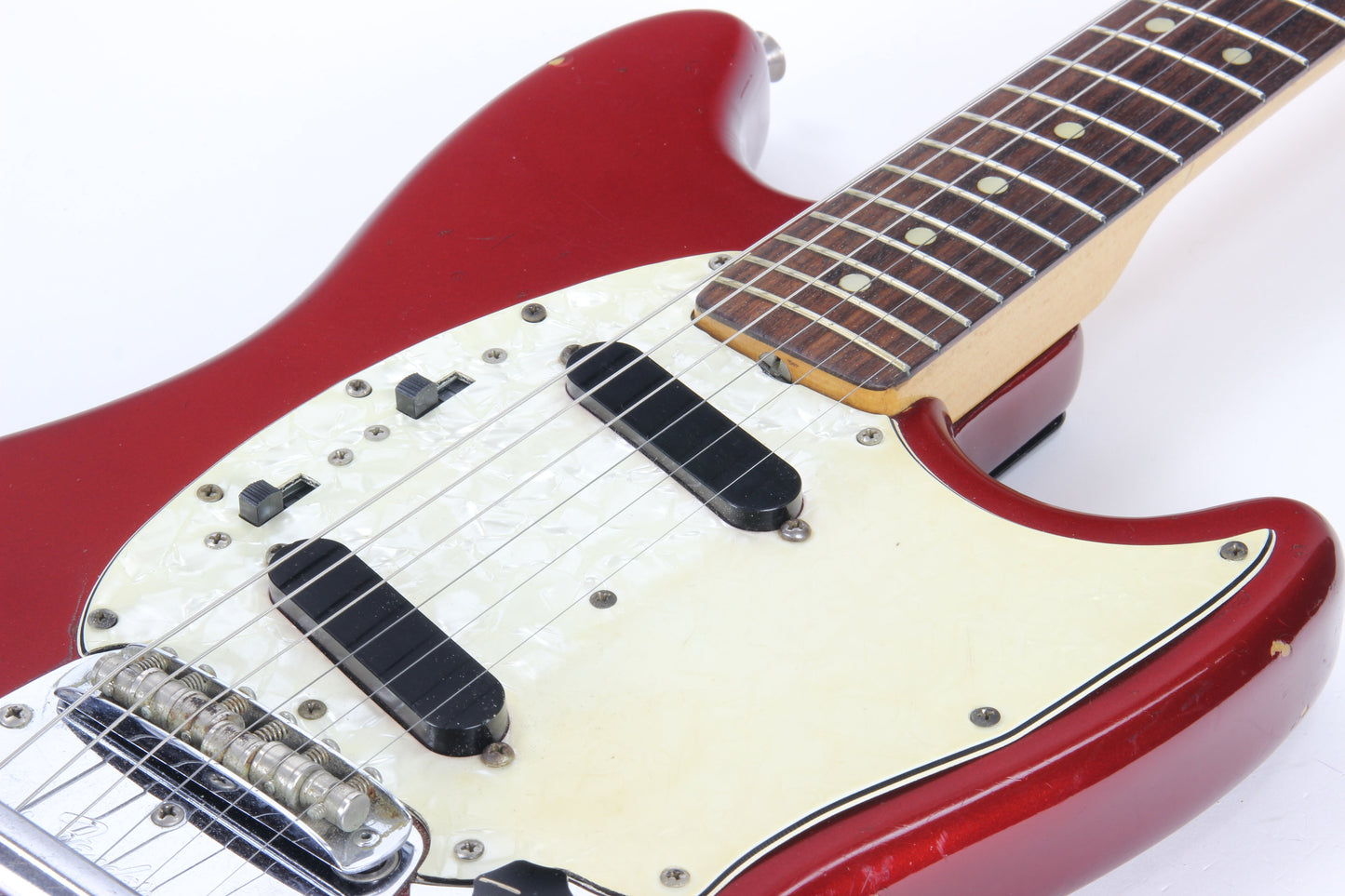 1974 Fender Competition Mustang Candy Apple Red w/ Racing Stripe -- Vintage 1970's Guitar