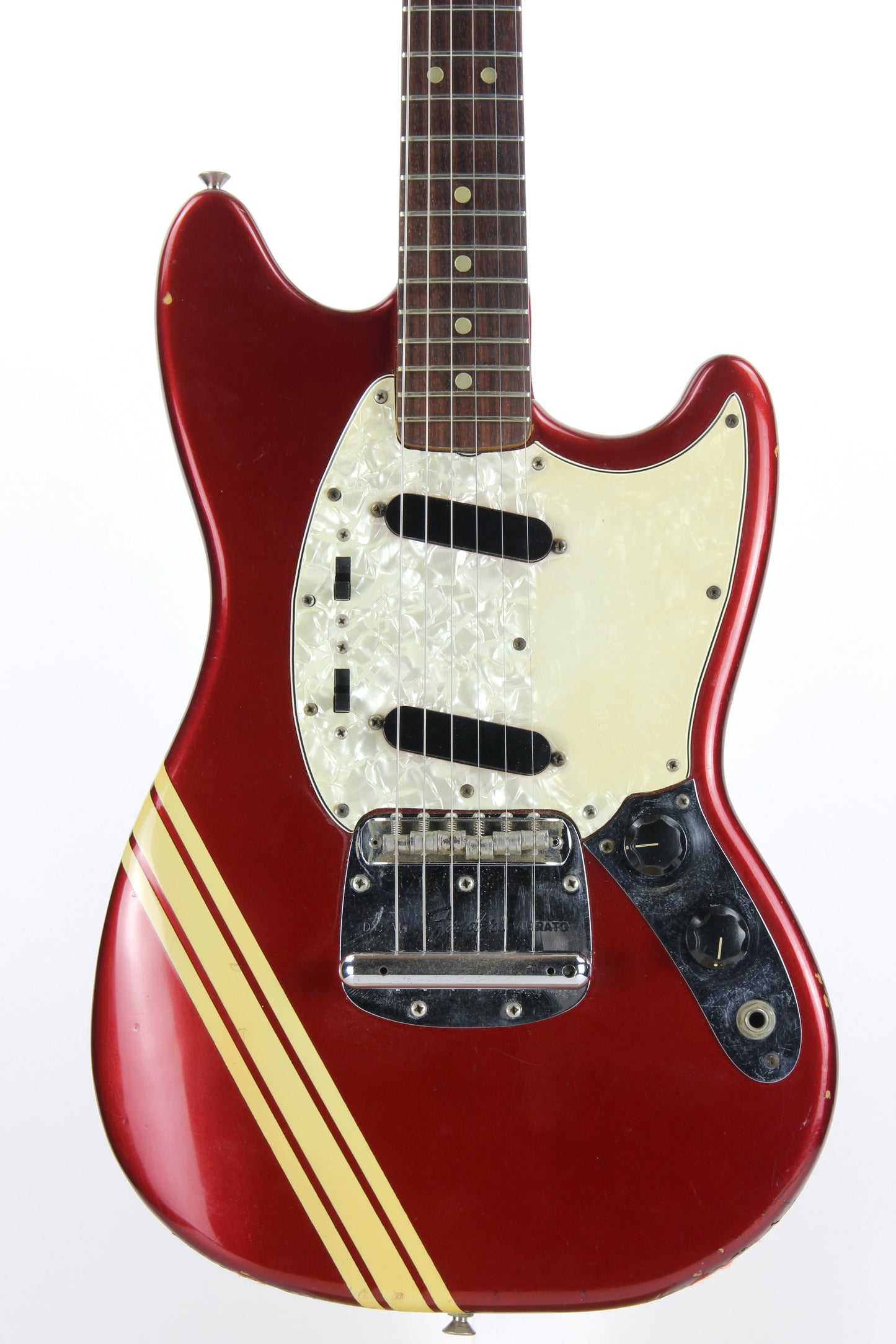 1974 Fender Competition Mustang Candy Apple Red w/ Racing Stripe -- Vintage 1970's Guitar