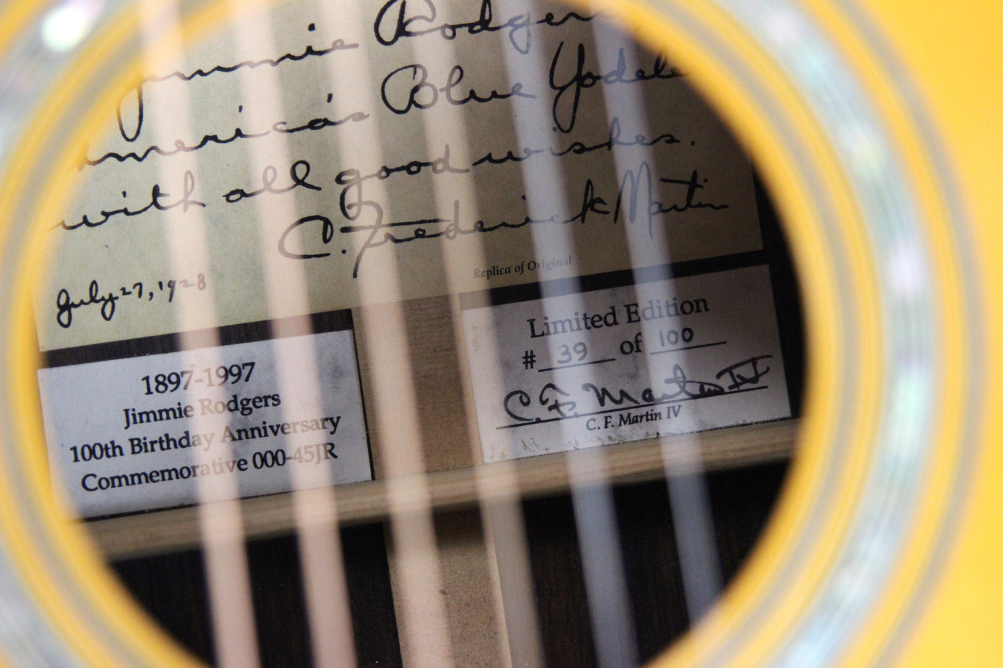 1997 Martin 000-45 Jimmie Rodgers THANKS Brazilian Rosewood - Blue Yodel Model, Adirondack Spruce d45