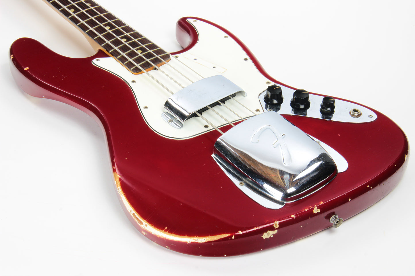 1965 Fender Jazz Bass Candy Apple Red Custom Color - No Binding, Dot Inlays, Matching Headstock!