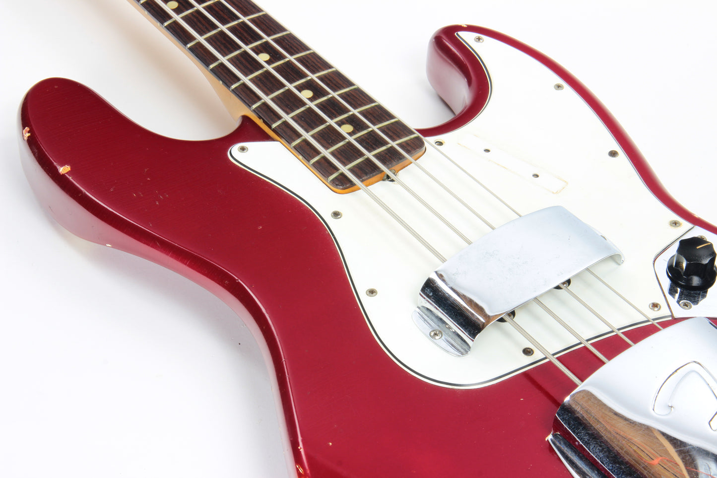 1965 Fender Jazz Bass Candy Apple Red Custom Color - No Binding, Dot Inlays, Matching Headstock!