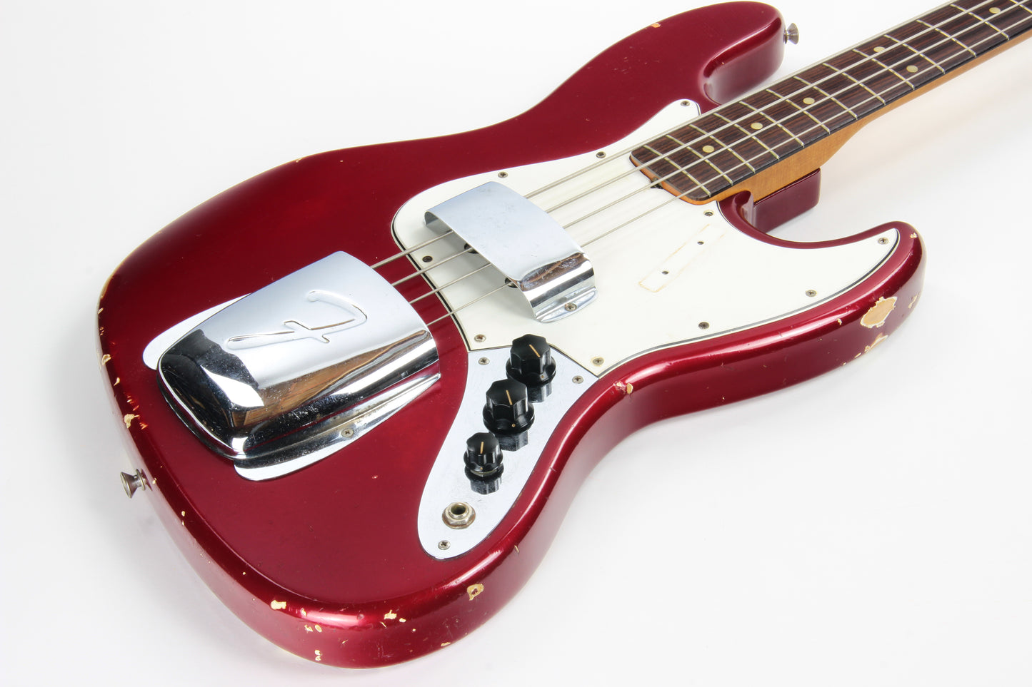 1965 Fender Jazz Bass Candy Apple Red Custom Color - No Binding, Dot Inlays, Matching Headstock!