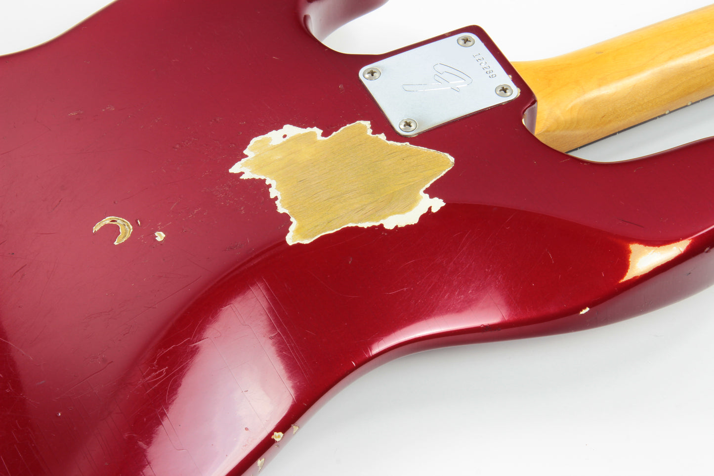 1965 Fender Jazz Bass Candy Apple Red Custom Color - No Binding, Dot Inlays, Matching Headstock!