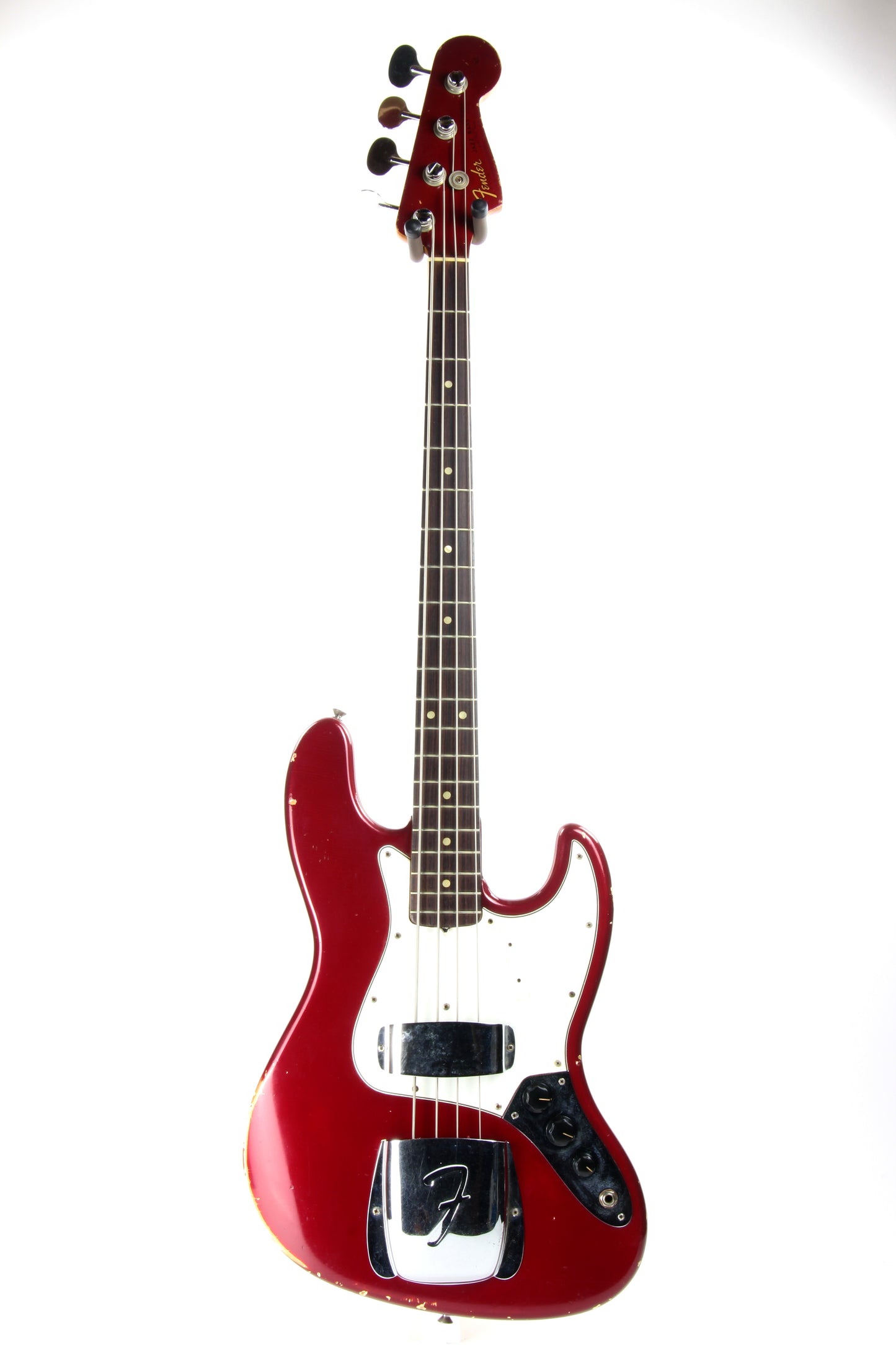 1965 Fender Jazz Bass Candy Apple Red Custom Color - No Binding, Dot Inlays, Matching Headstock!